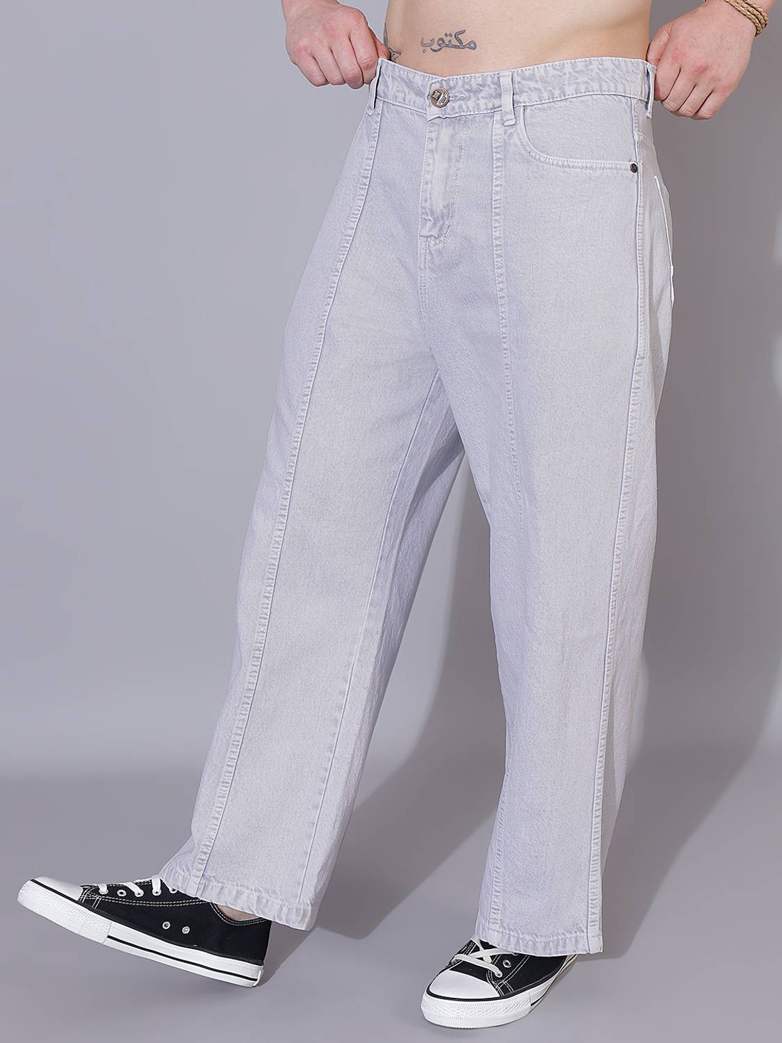 Hence Baggy Fit Men Grey Jeans - Image 5