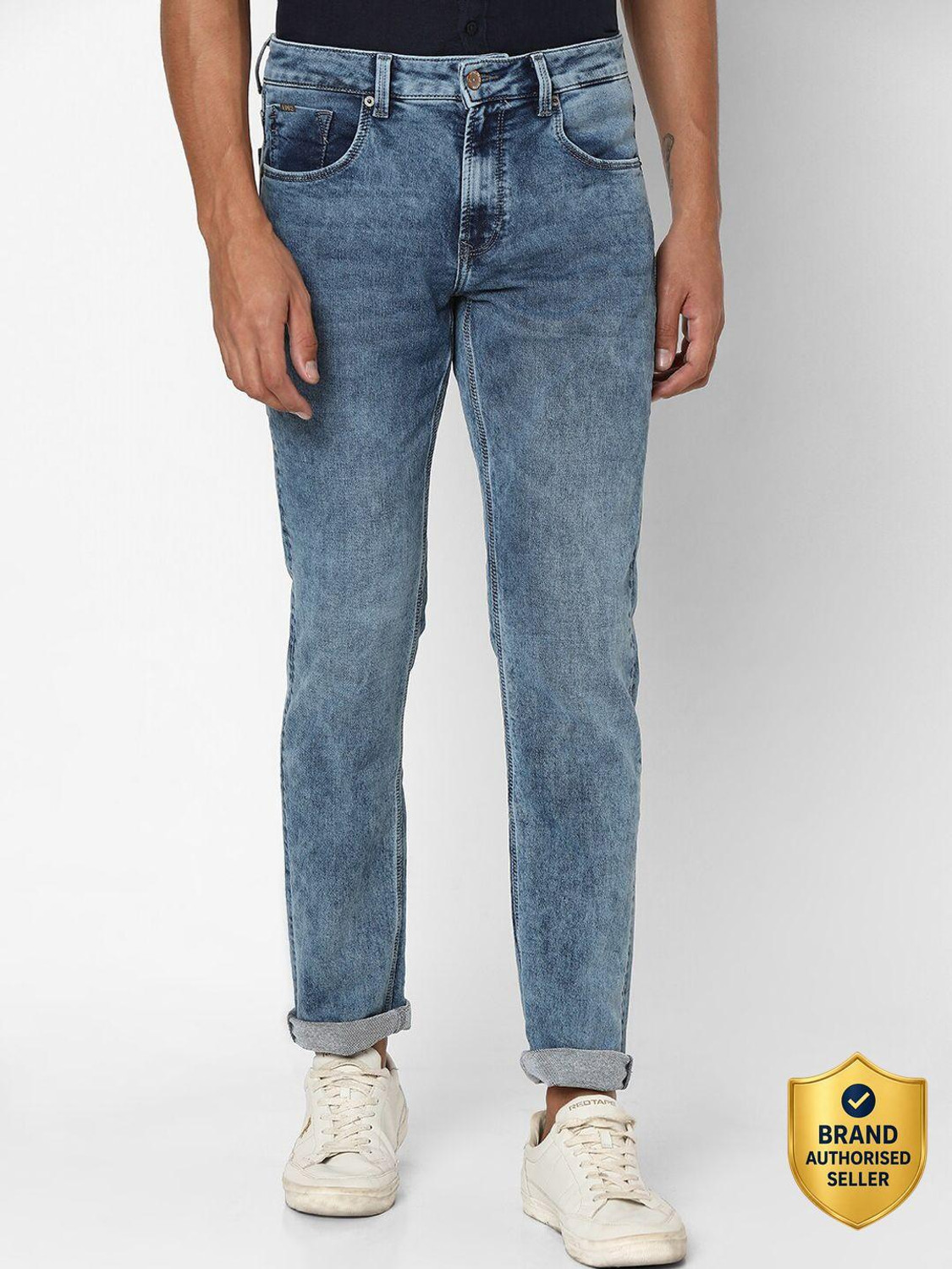 Image of Spykar Straight Fit Men Blue Jeans