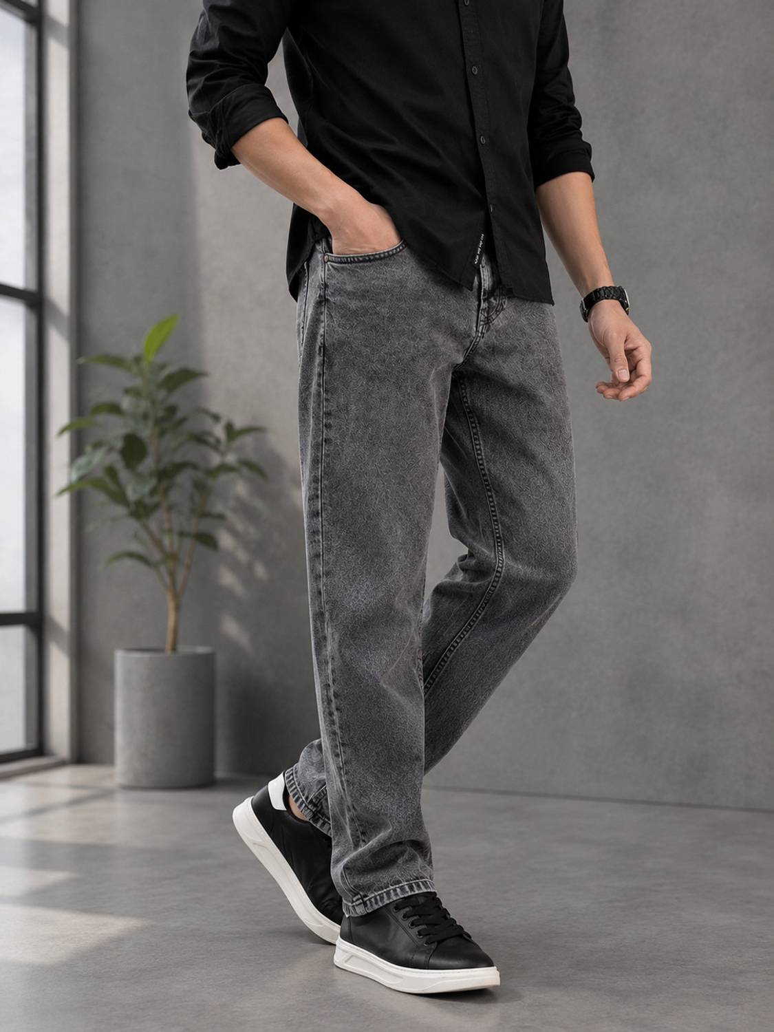 7 CUTS Straight Fit Men Grey Jeans - Image 4