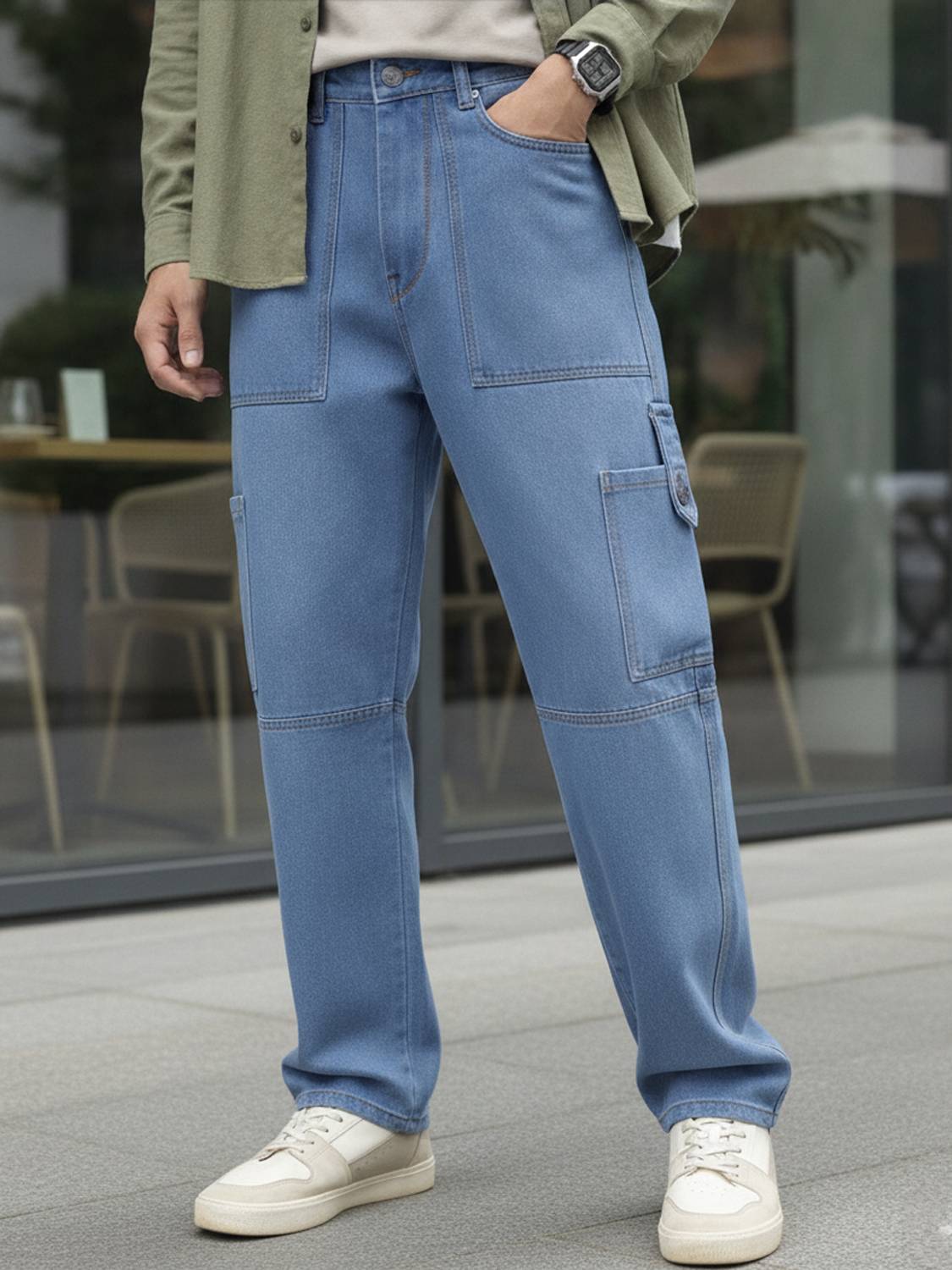 Urbano Fashion Loose Fit Men Light Blue Jeans - Image 1