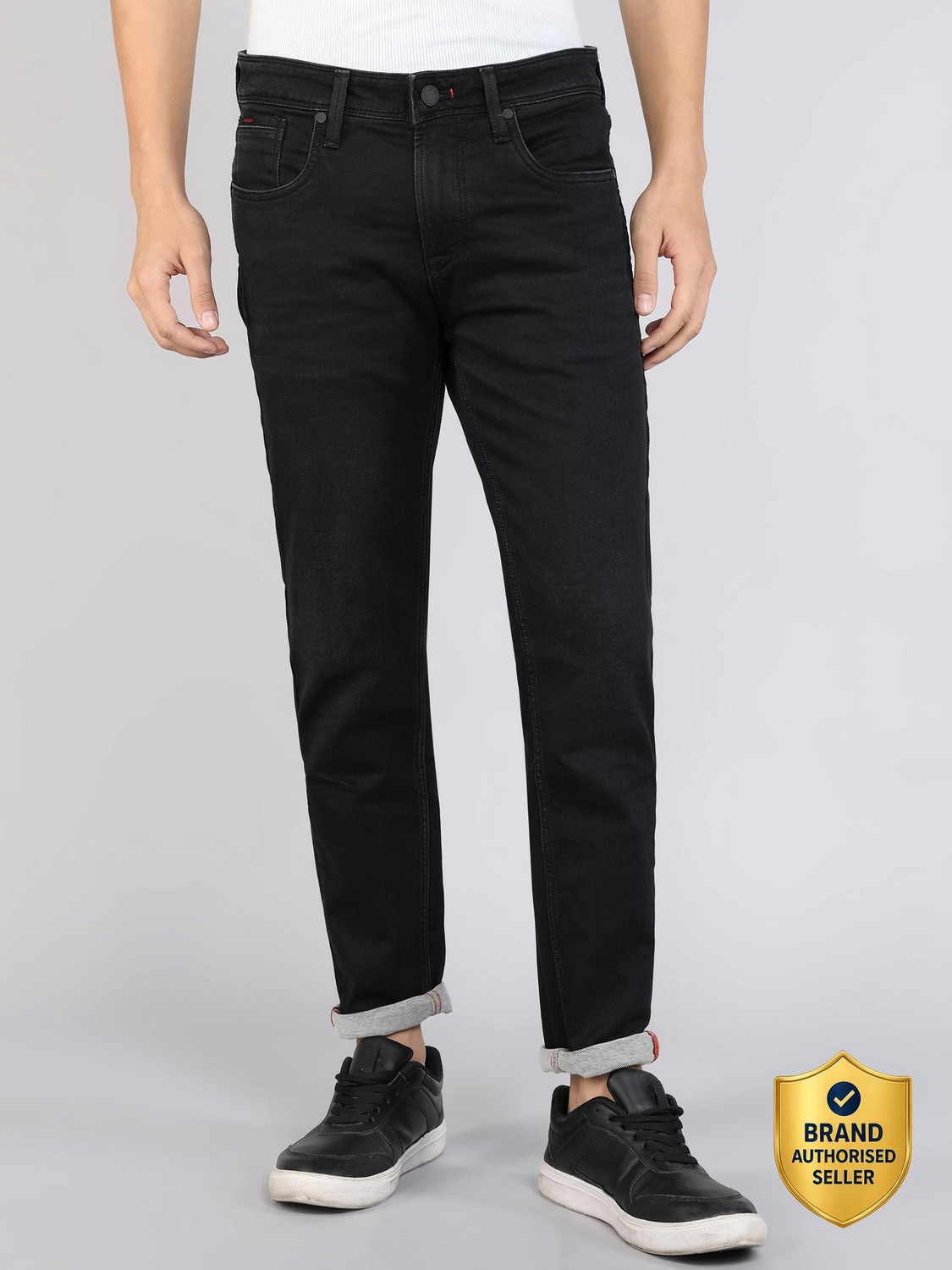 Image of KILLER Men Slim Mid Rise Black Jeans
