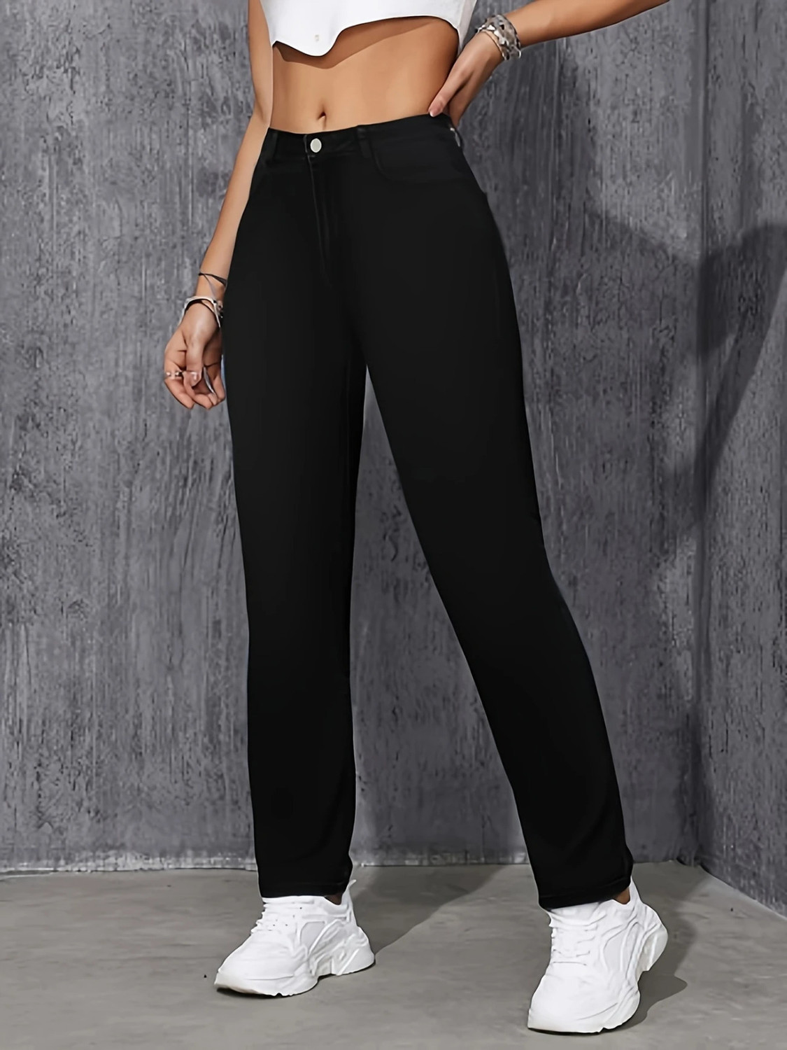 Image of GLOBENAUT Straight Fit Women Black Jeans