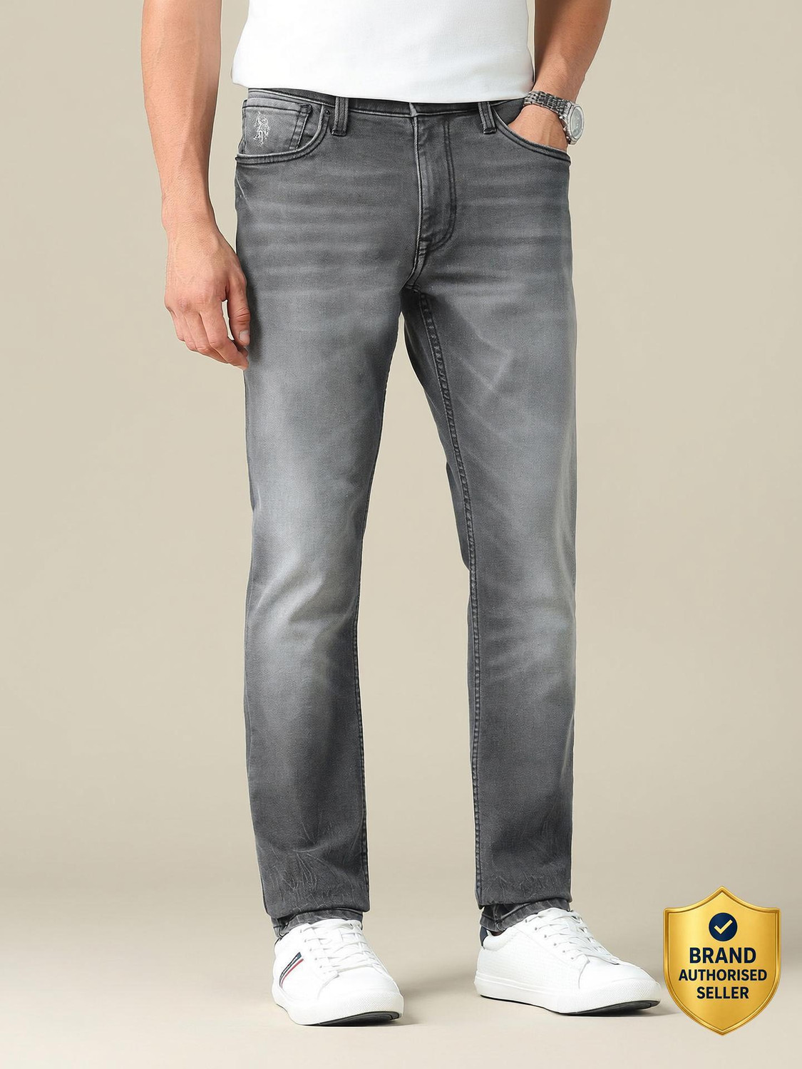 Image of U.S. Polo Assn. Denim Co. Tapered Fit Men Dark Grey Jeans