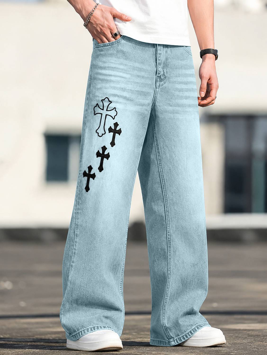 Plus91 Baggy Fit Men Blue Jeans - Image 3