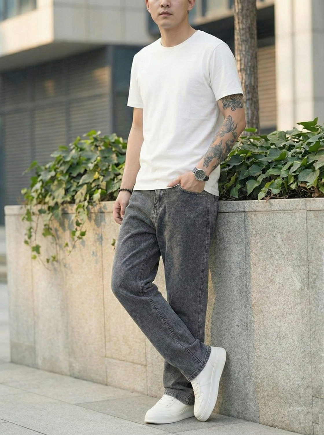 Image of Maahit Loose Fit Men Dark Grey Jeans
