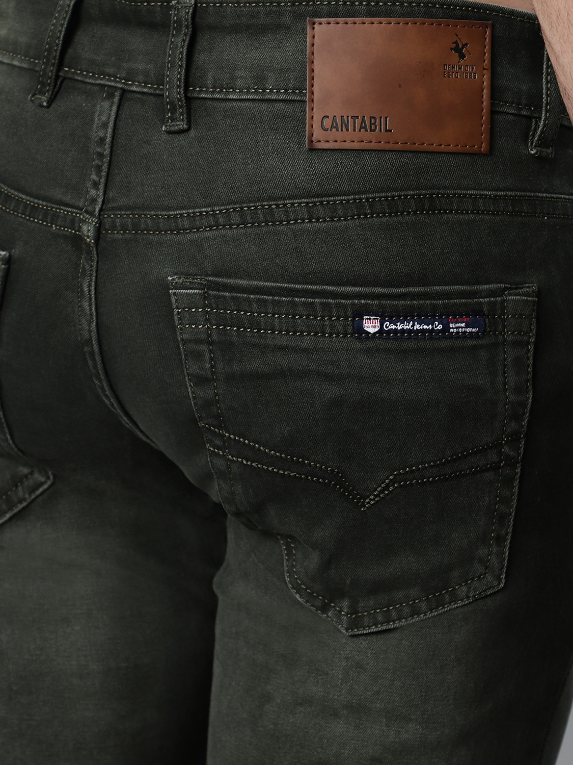Image of CANTABIL Regular Men Dark Green Jeans
