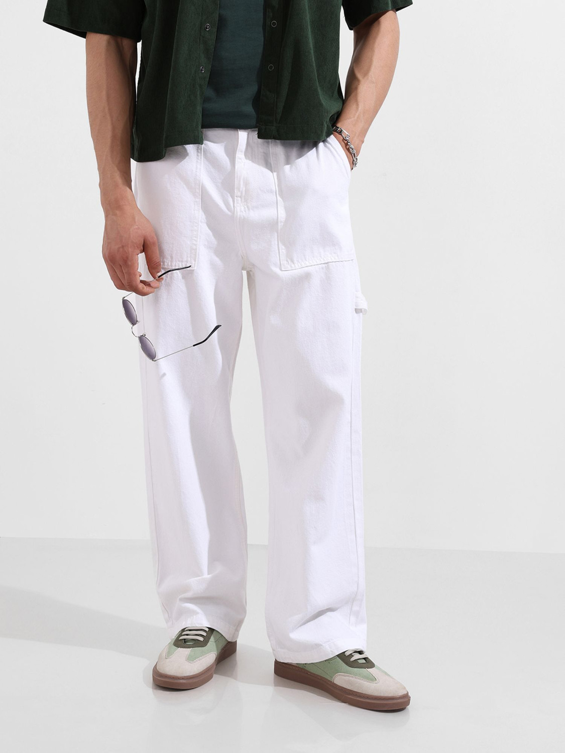 Image of The Indian Garage Co. Relaxed Fit Men White Jeans