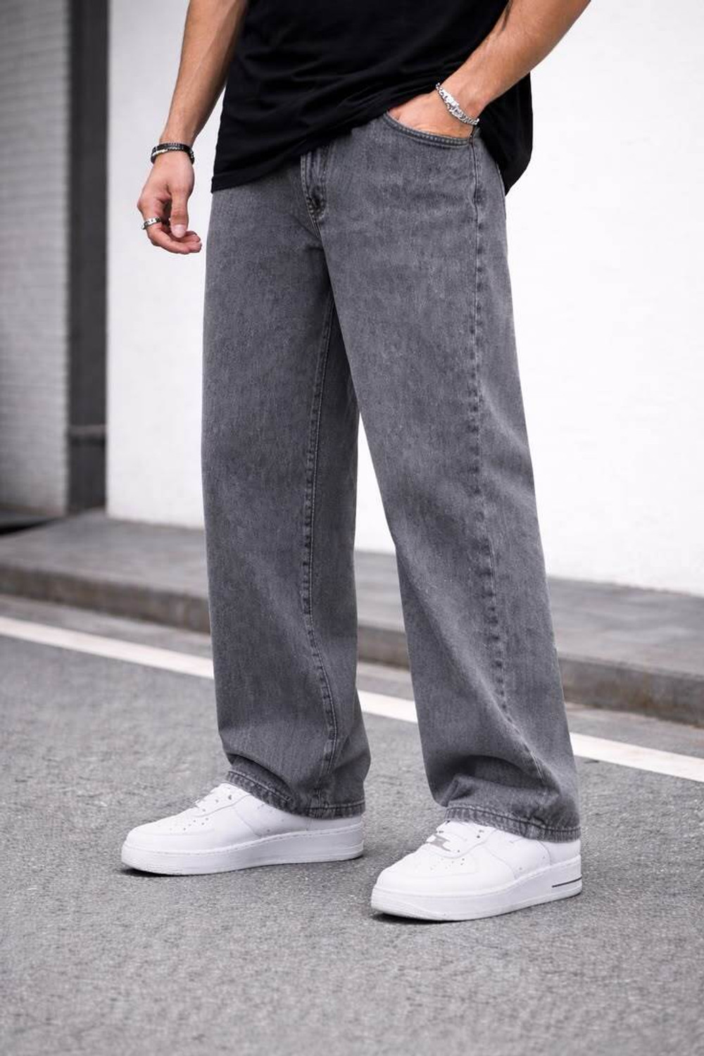Image of itup Straight Fit Men Grey Jeans