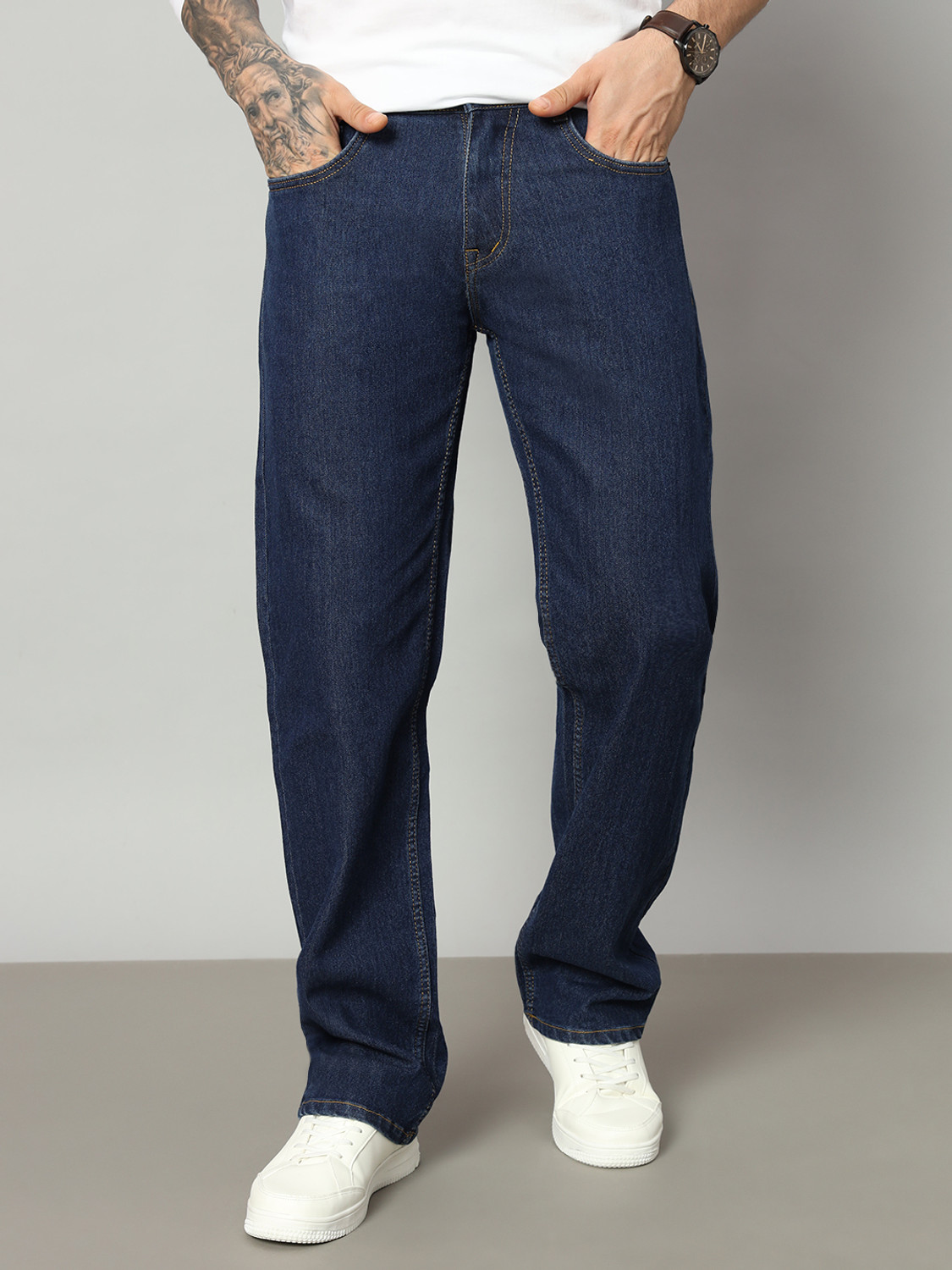 Image of DENIM LOOK Loose Fit Men Dark Blue Jeans