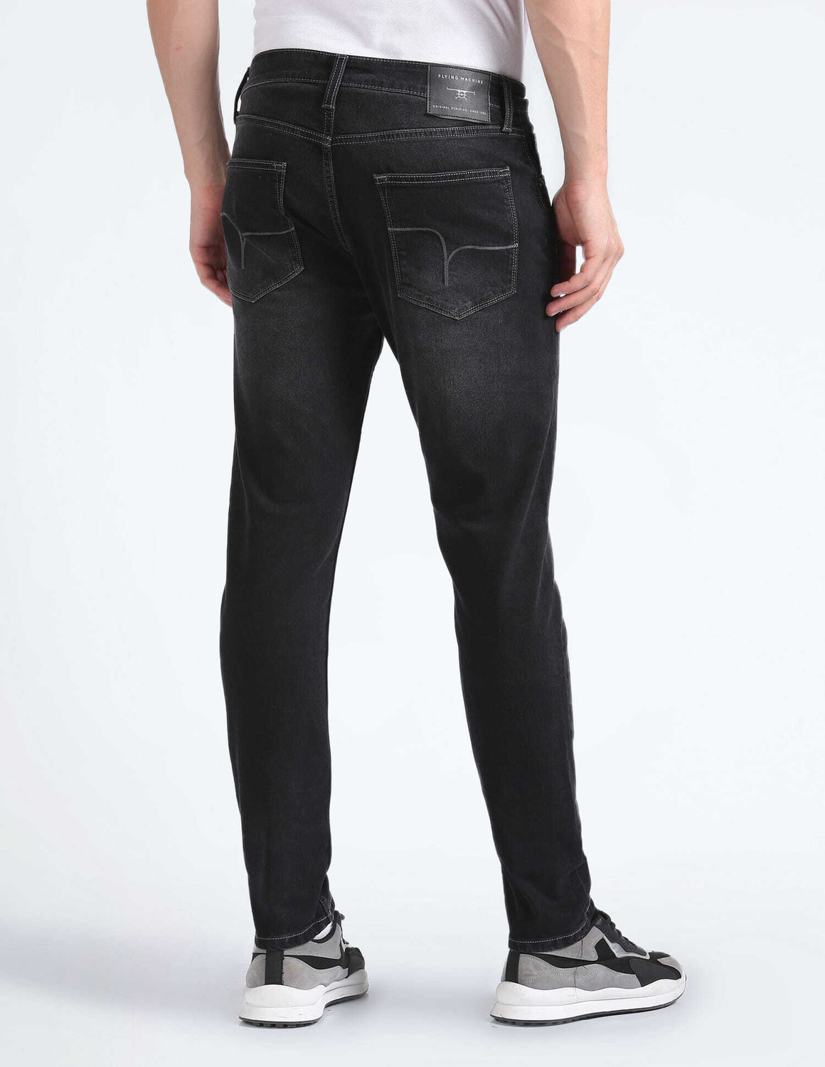 Image of FLYING MACHINE Tapered Fit Men Black Jeans