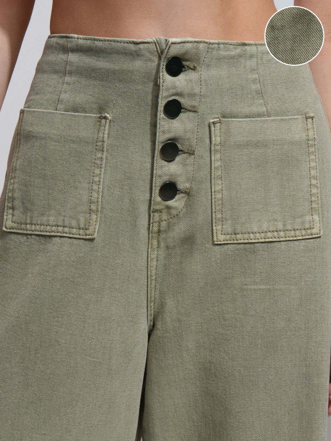 Image of Tokyo Talkies Wide Leg Women Green Jeans