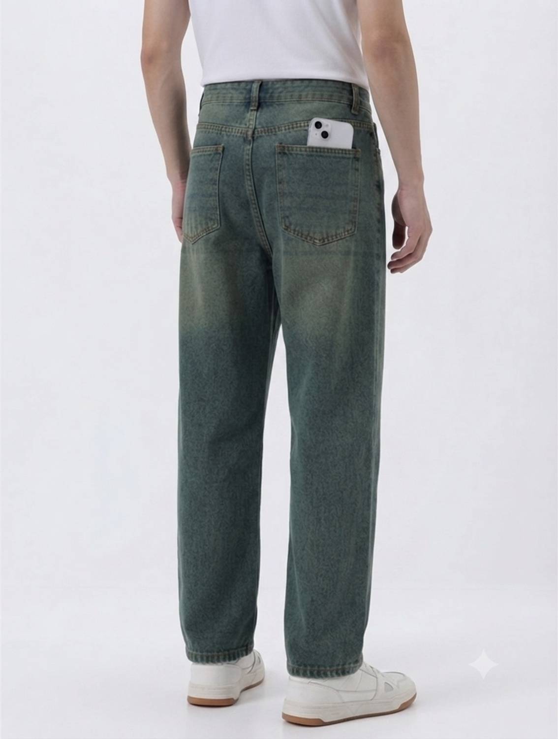 NYIA Straight Fit Men Dark Green Jeans - Image 2