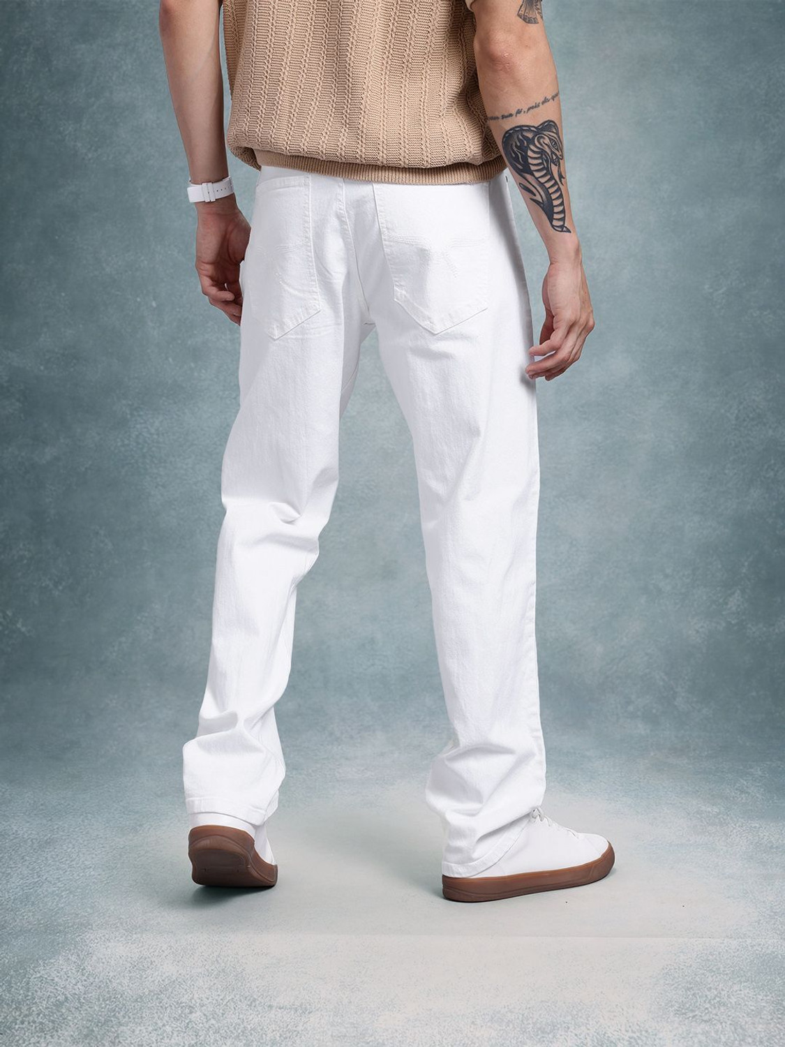 Image of Roadster Straight Fit Men White Jeans
