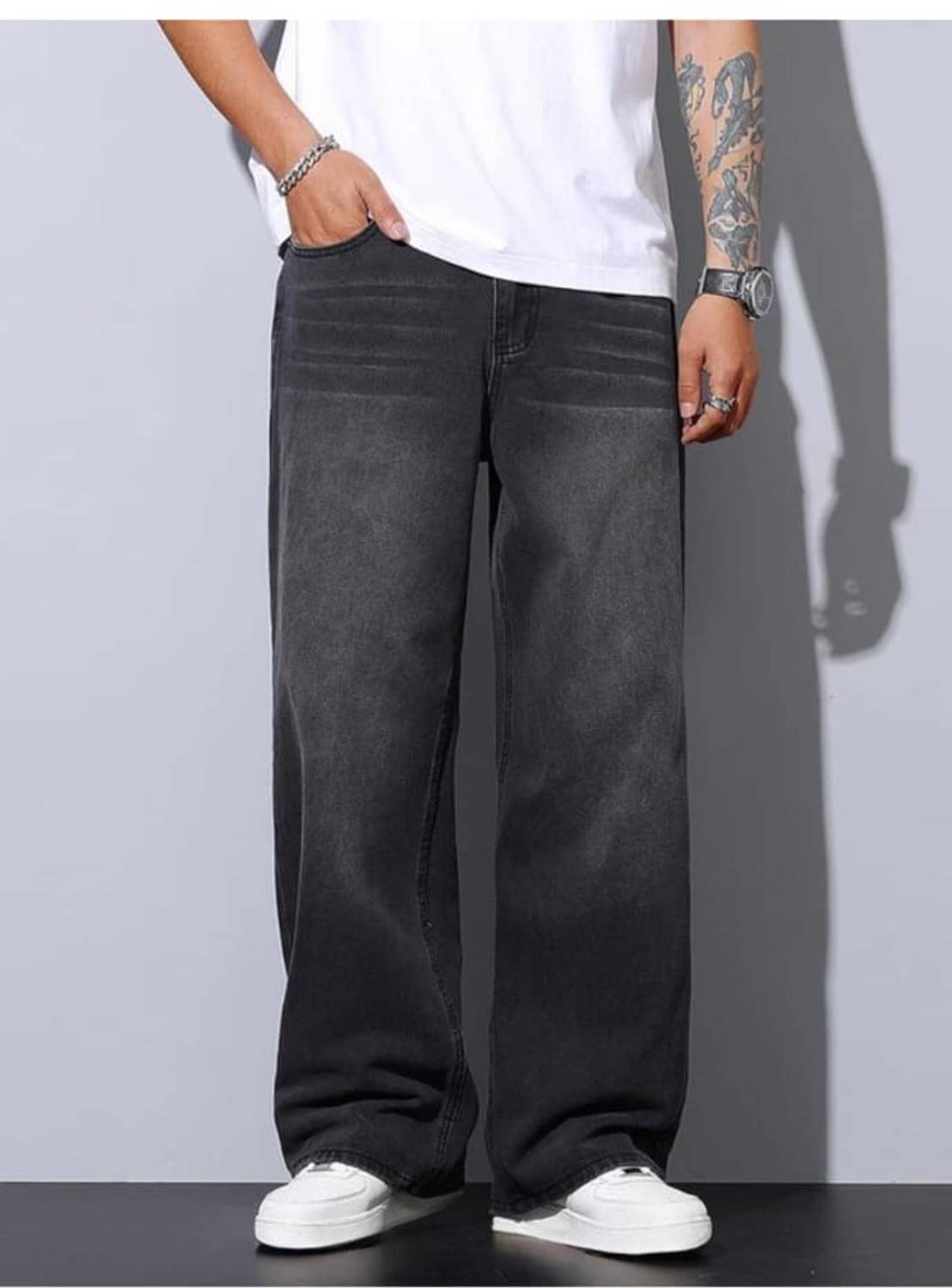 FOXIEFIT Relaxed Fit Men Dark Grey Jeans - Image 1