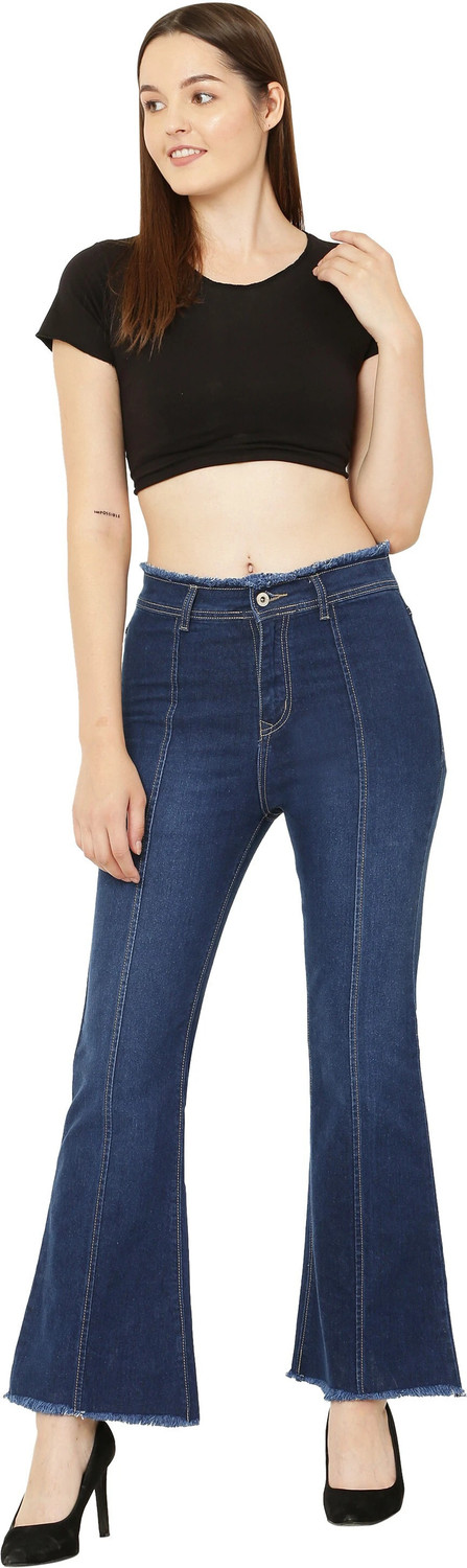 Image of Zeston Flared Women Dark Blue Jeans