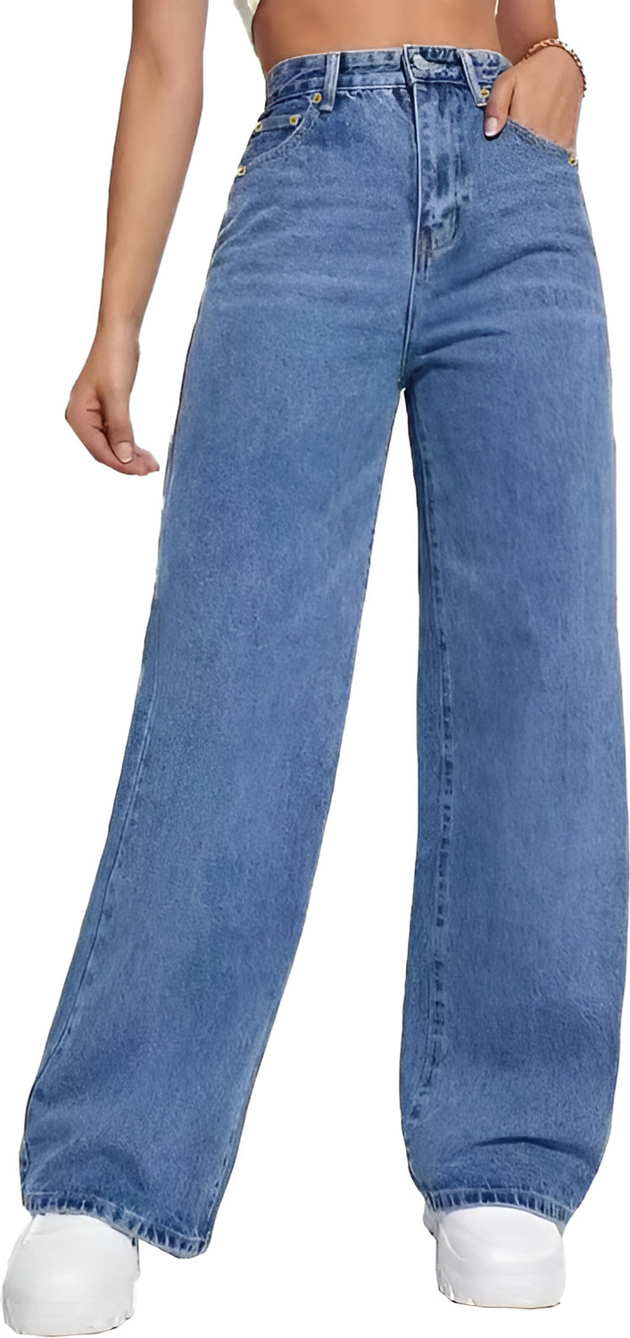 Image of The Rivvrs co Straight Fit Women Blue Jeans