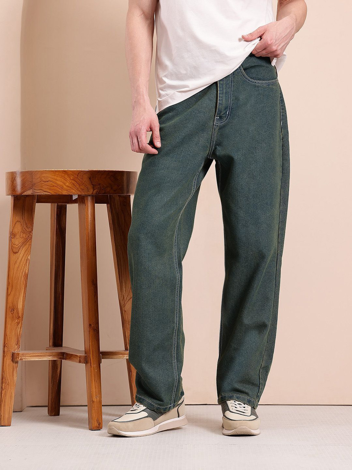 Image of Mast & Harbour Relaxed Fit Men Blue Jeans