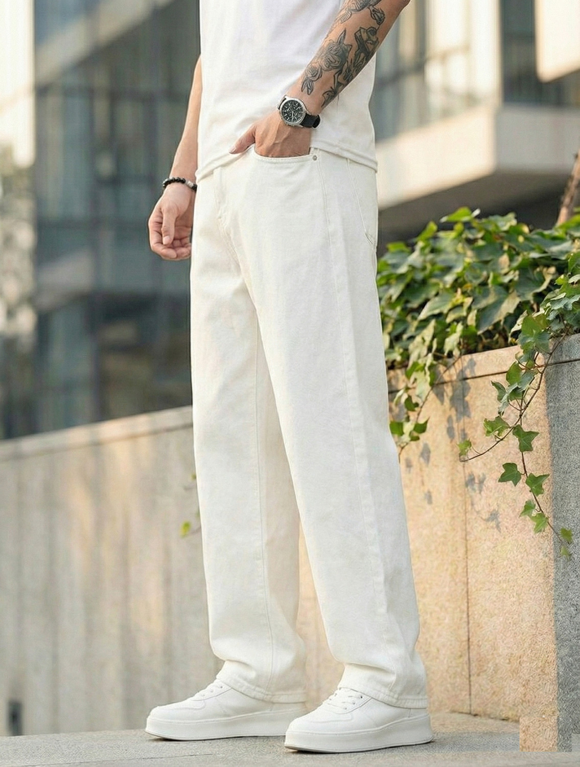 Image of METRONAUT Straight Fit Men White Jeans