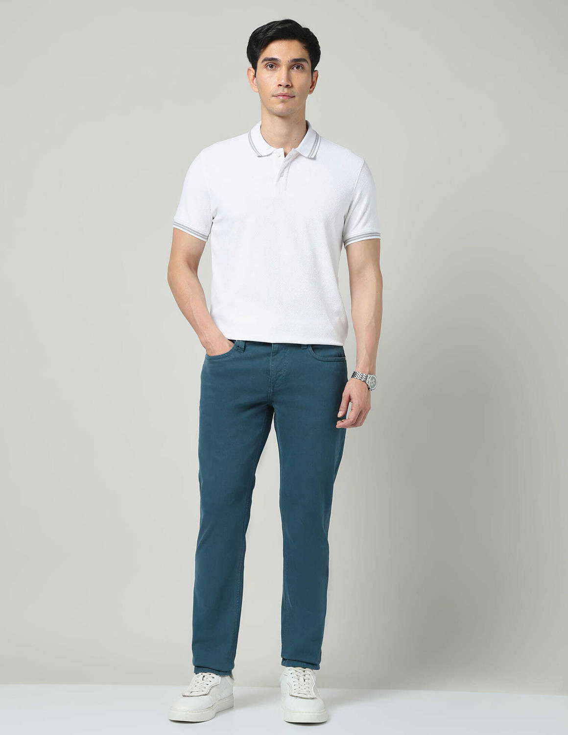 Image of AD by Arvind Slim Men Blue Jeans