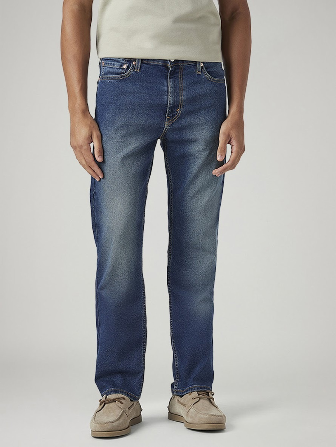 Image of LEVI'S Men Straight Fit Mid Rise Dark Blue Jeans