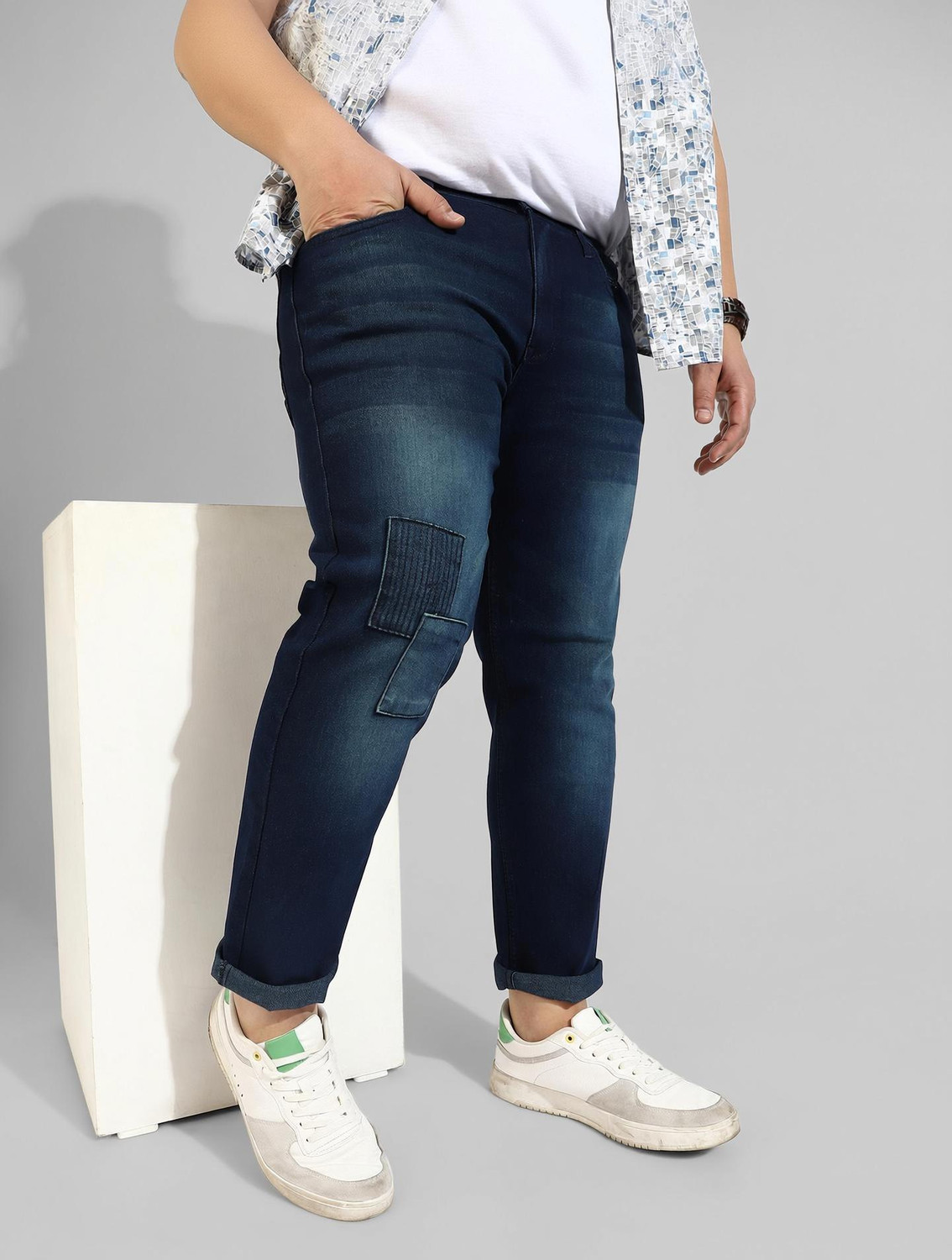 Image of Instafab Plus Regular Men Blue Jeans