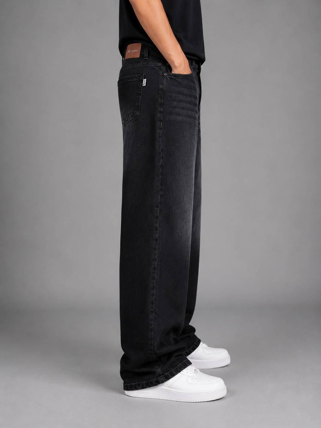 AJJ Baggy Fit Men Black Jeans - Image 3