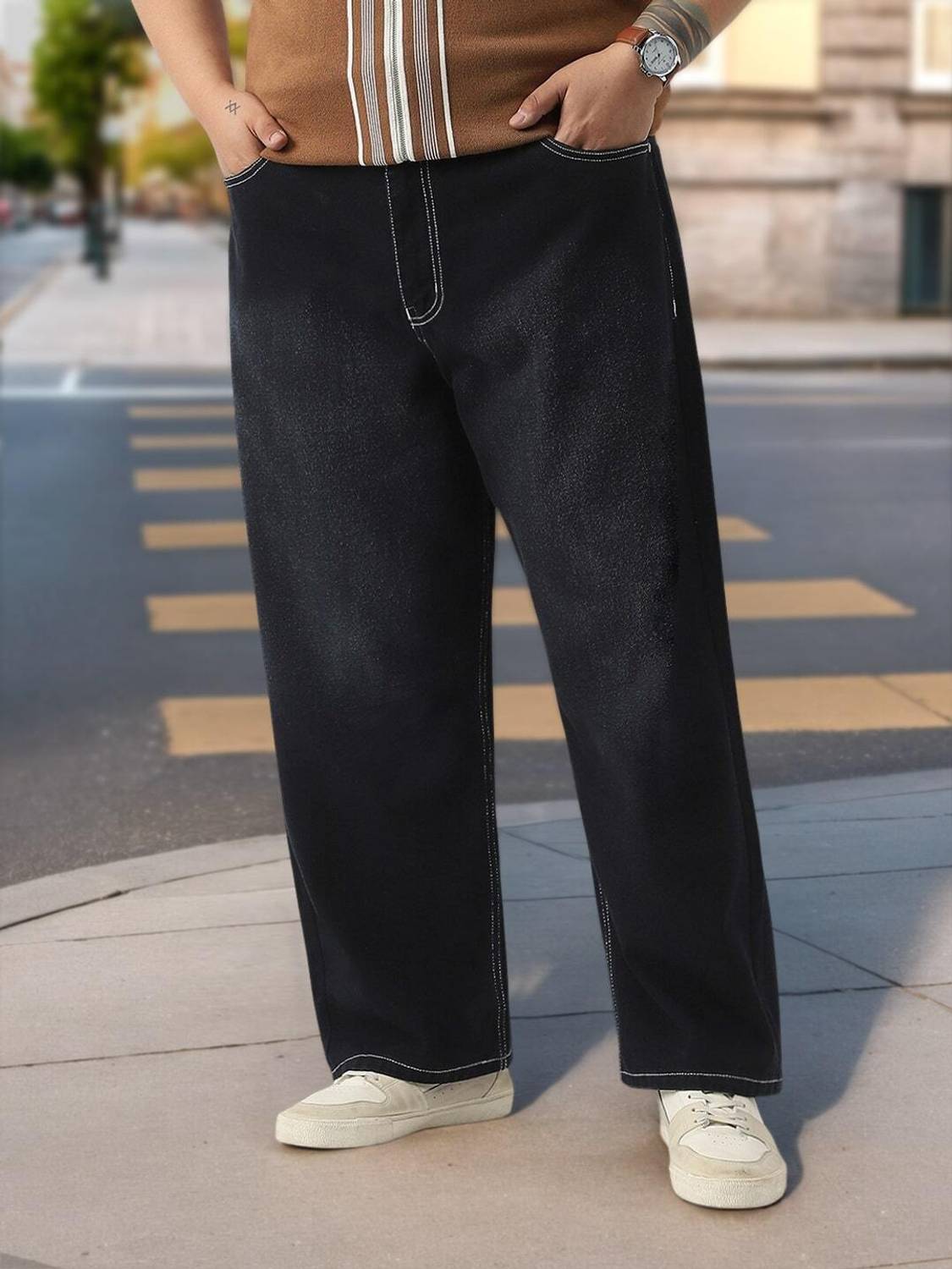 Urbano Plus Loose Fit Men Black Jeans - Image 2