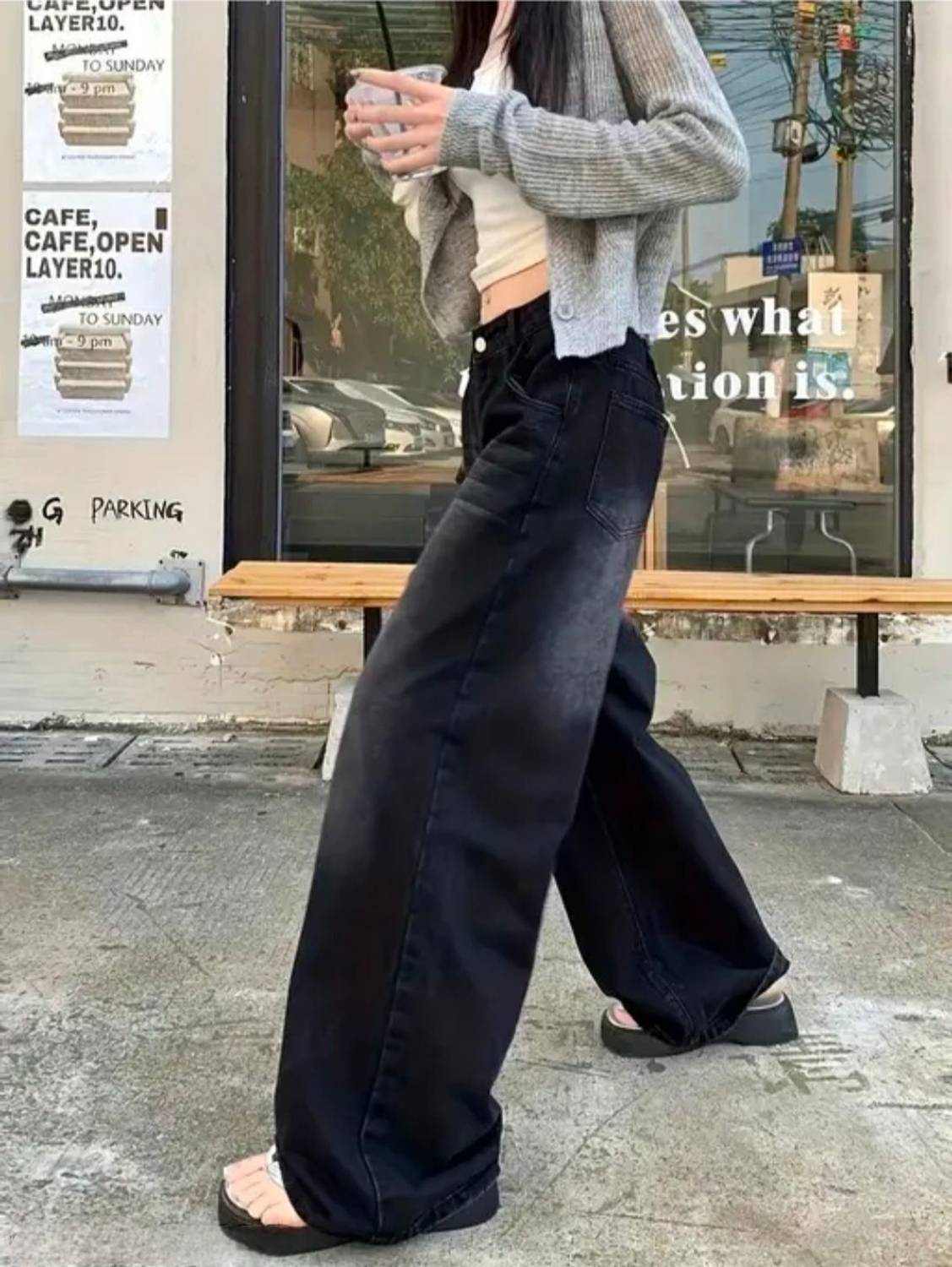 LAZZY Wide Leg Black Jeans for Women - Image 2