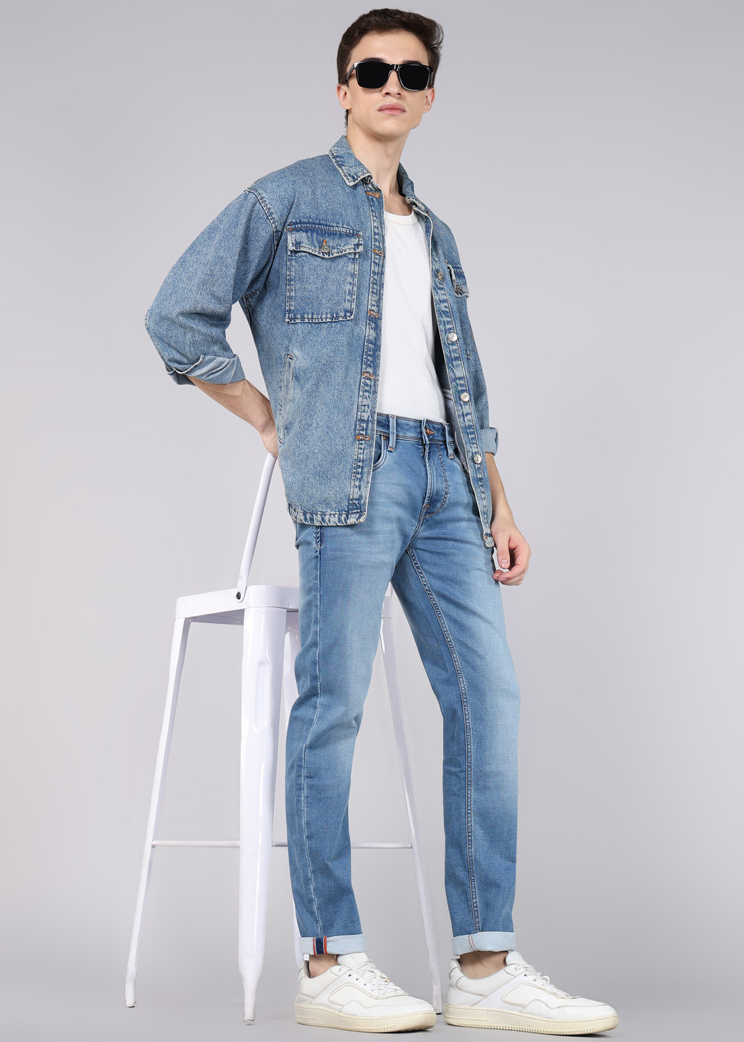 Image of KILLER Men Slim Mid Rise Blue Jeans
