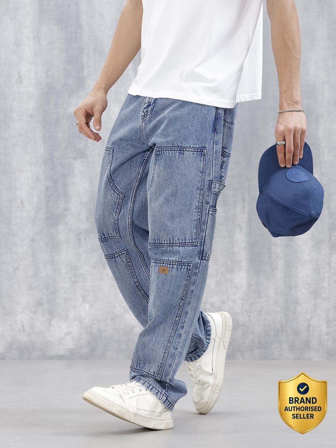 Image of WROGN Loose Fit Men Blue Jeans