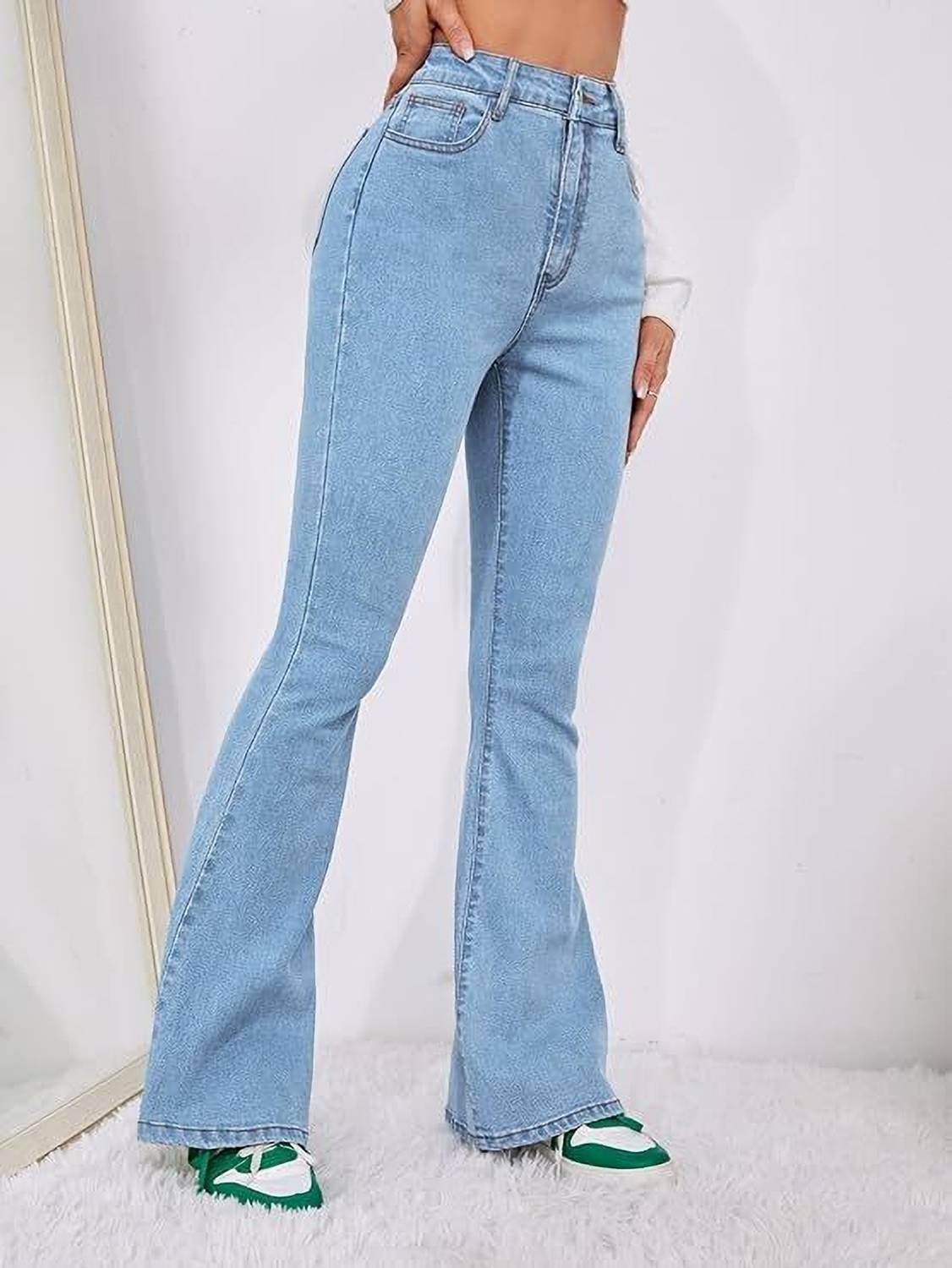 Kcm Fashion Flared Women Light Blue Jeans