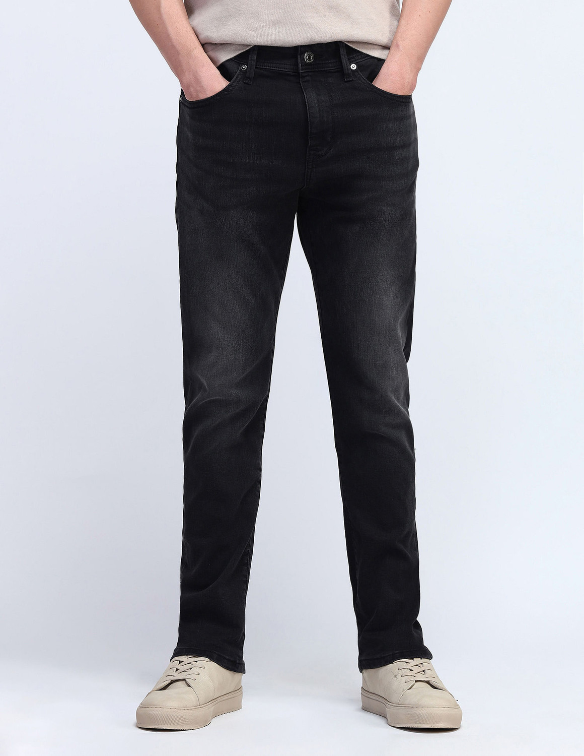 Image of FLYING MACHINE Straight Fit Men Blue Jeans
