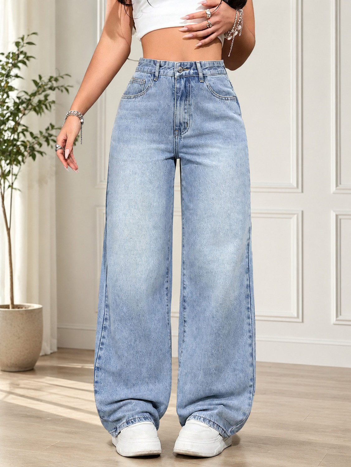 Image of DENIM LOOK Flared Women Light Blue Jeans