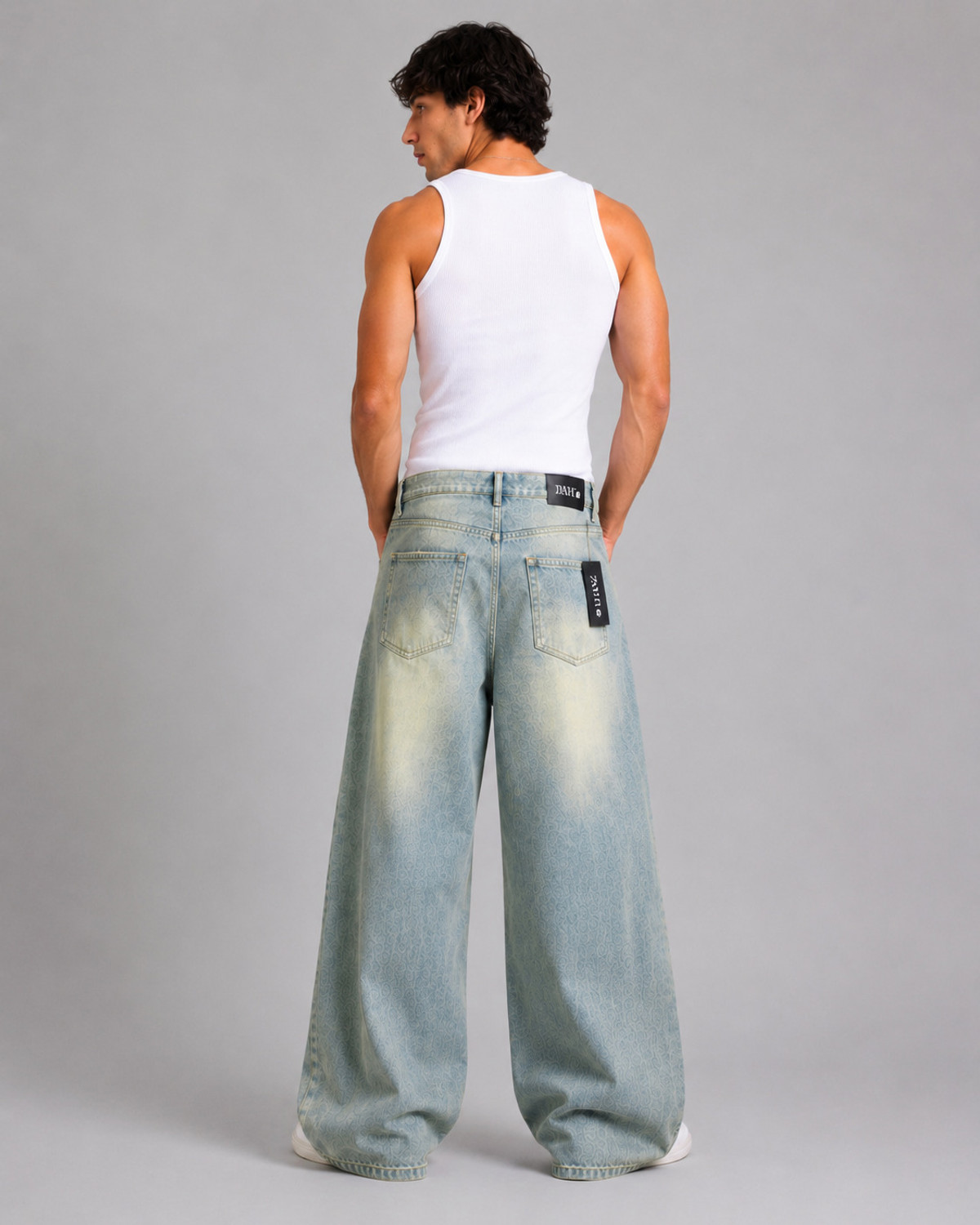 Image of DAHZ Baggy Fit Men Blue Jeans