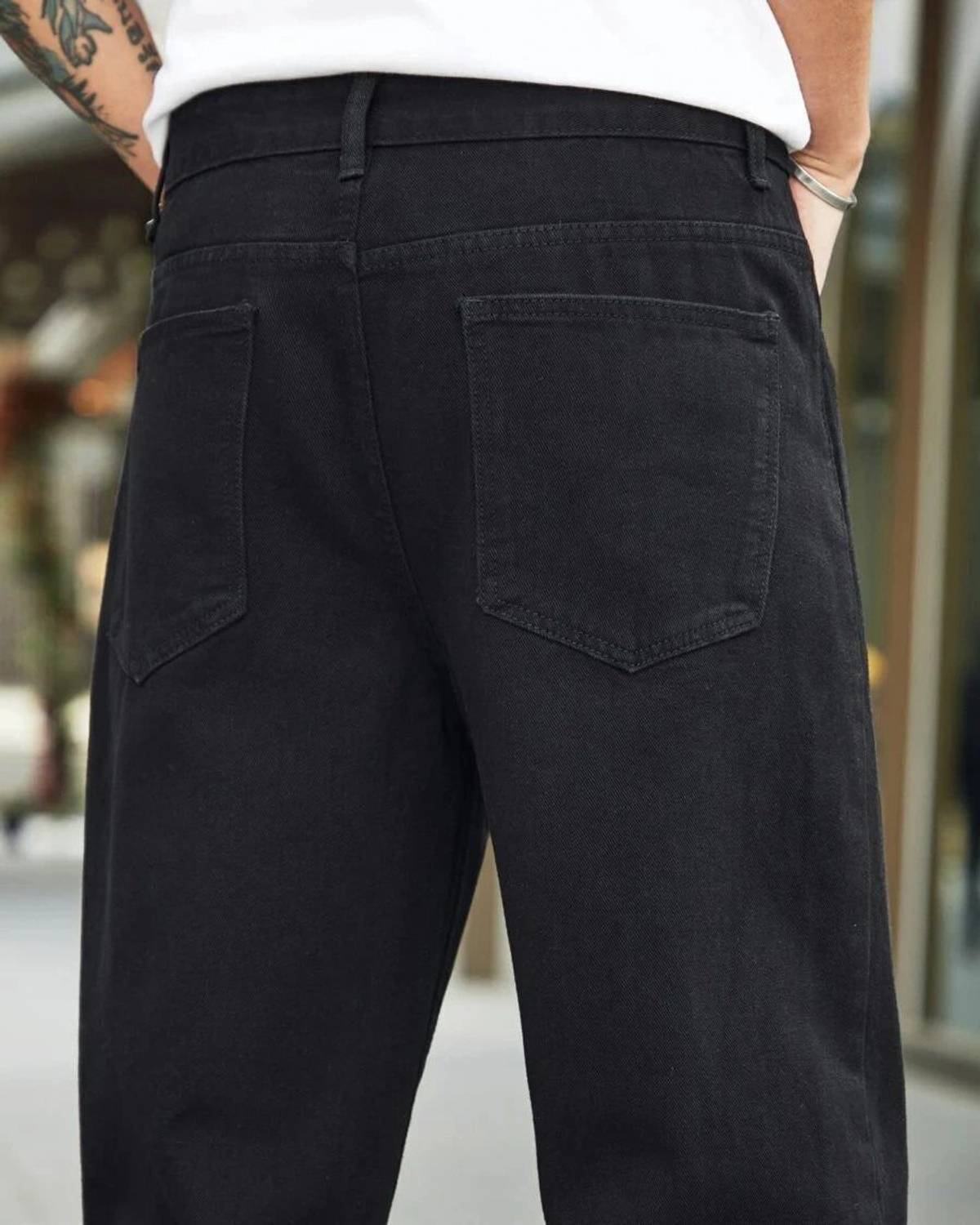 DENIM LOOK Loose Fit Men Black Jeans - Image 4