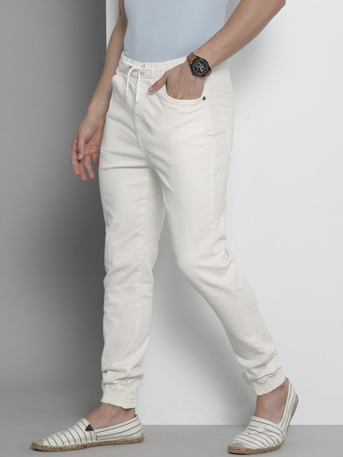 Image of The Indian Garage Co. Men White Jeans