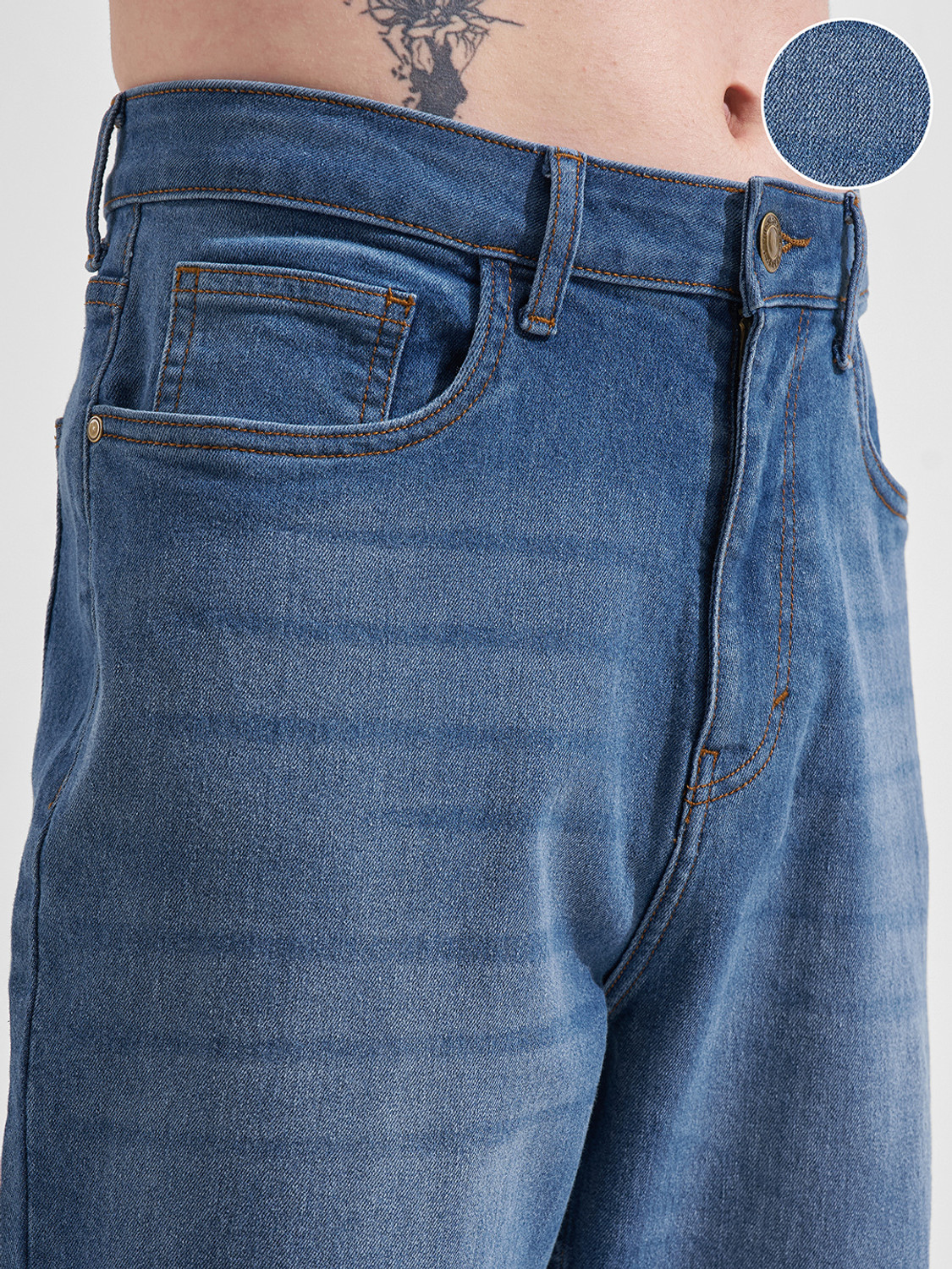 Image of HIGHLANDER Men Straight Fit Mid Rise Blue Jeans