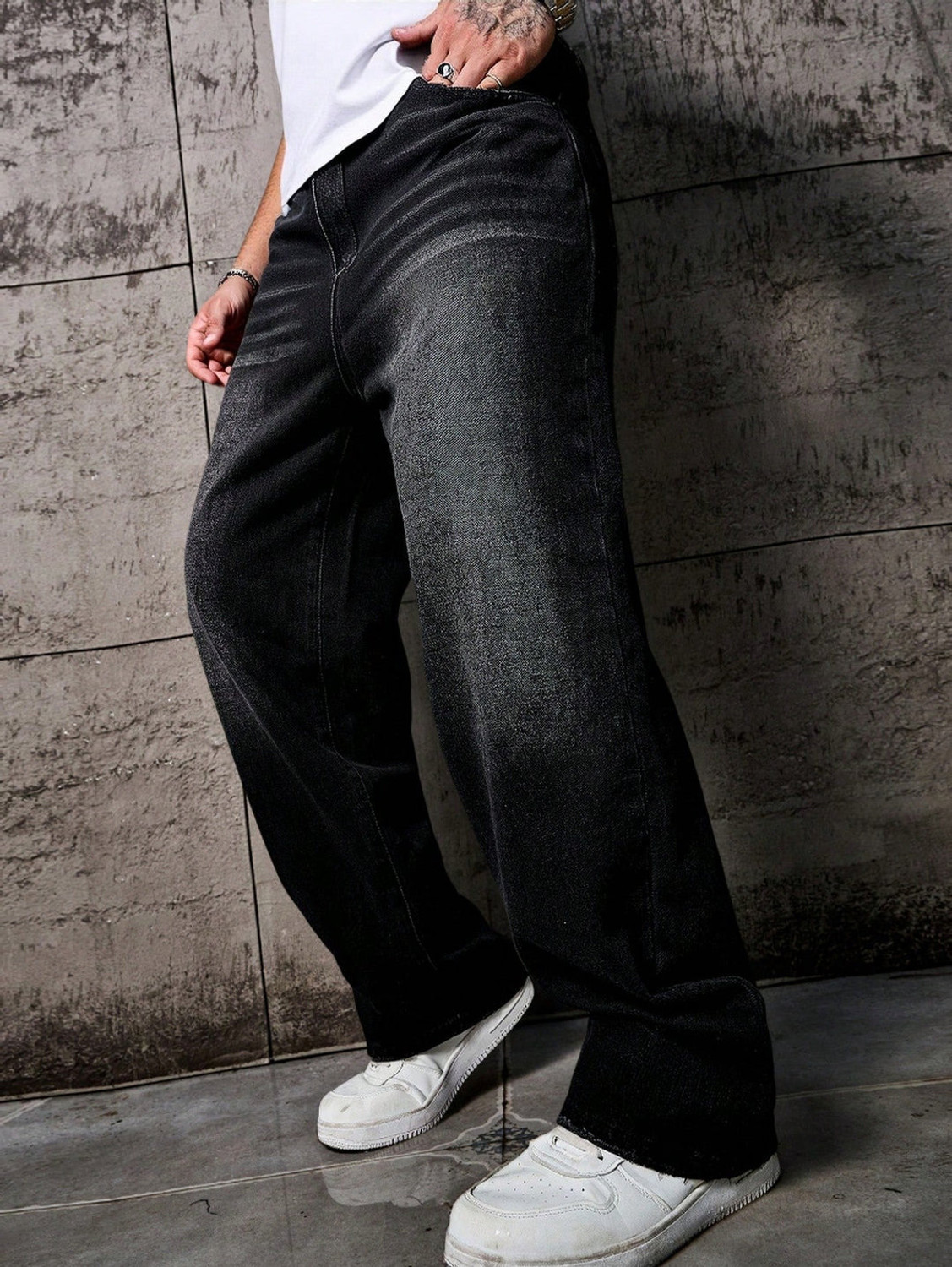 Image of ZOVYA Baggy Fit Men & Women Black Jeans