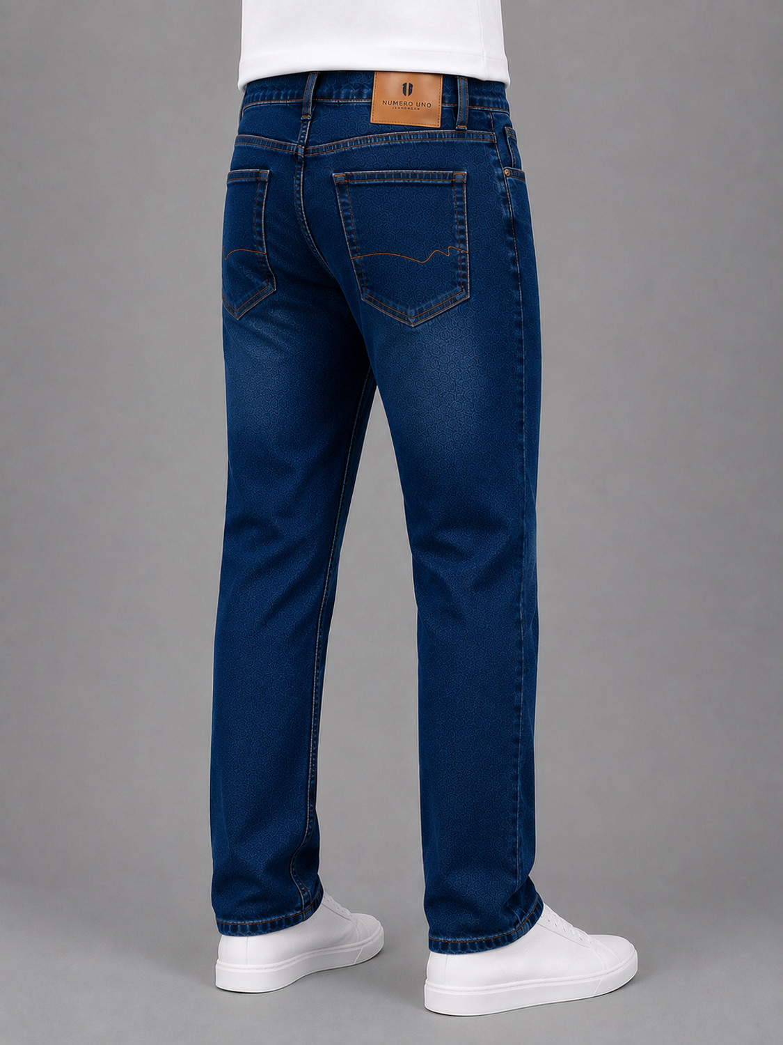 Image of NUMERO UNO Men Slim Mid Rise Blue Jeans