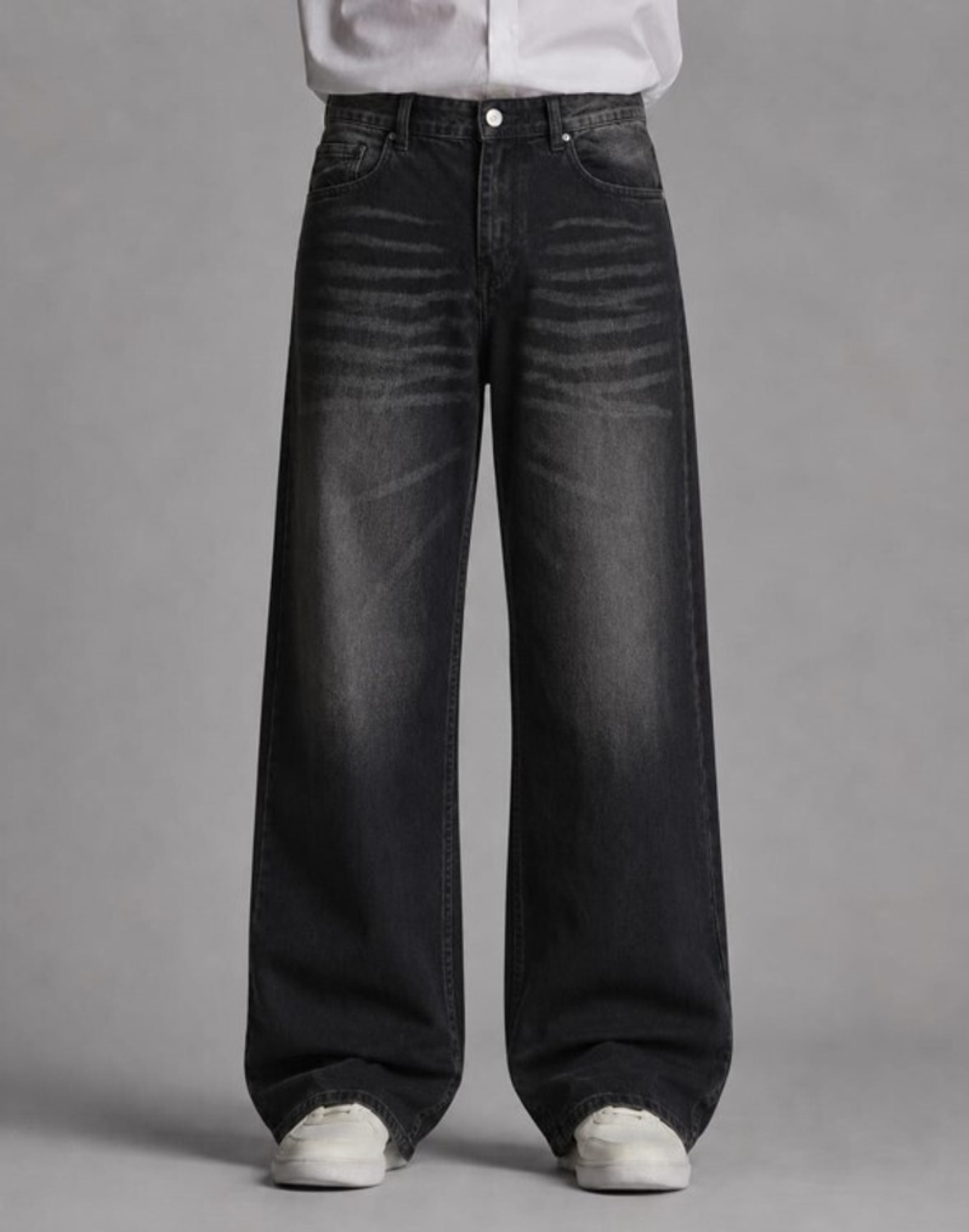 Image of Veliume Wide Leg Men Black Jeans