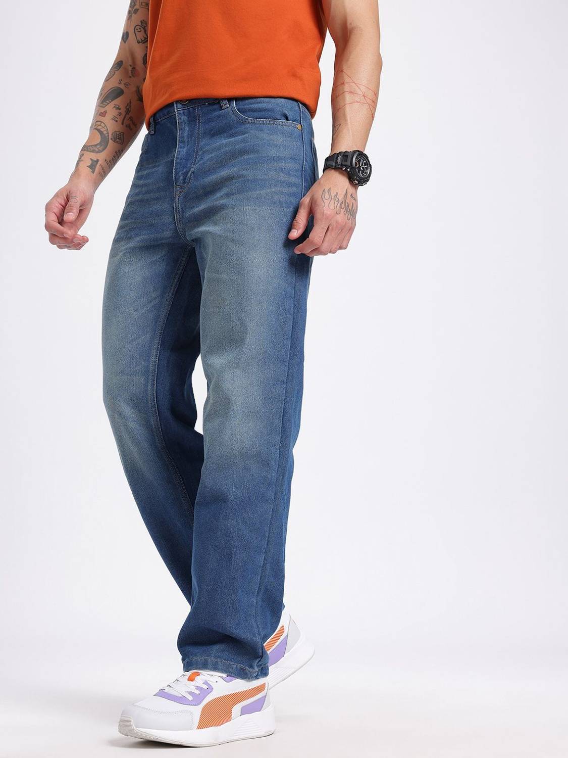 Glitchez Straight Fit Men Blue Jeans - Image 3