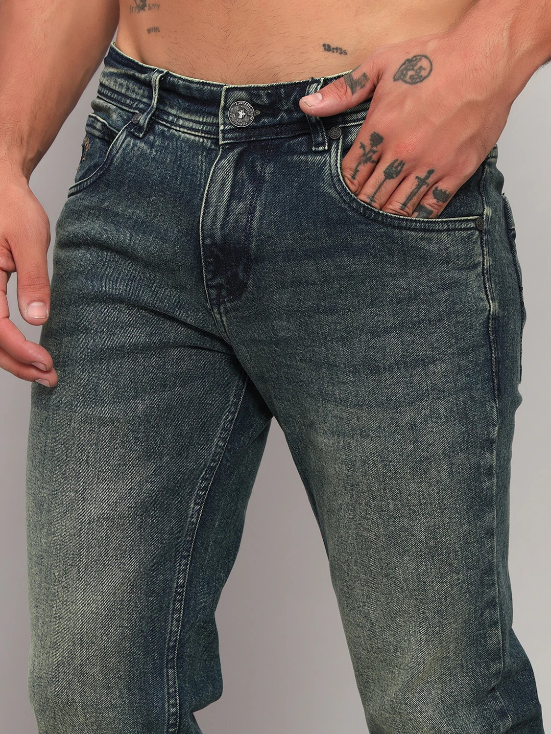 Image of CANTABIL Regular Men Green Jeans