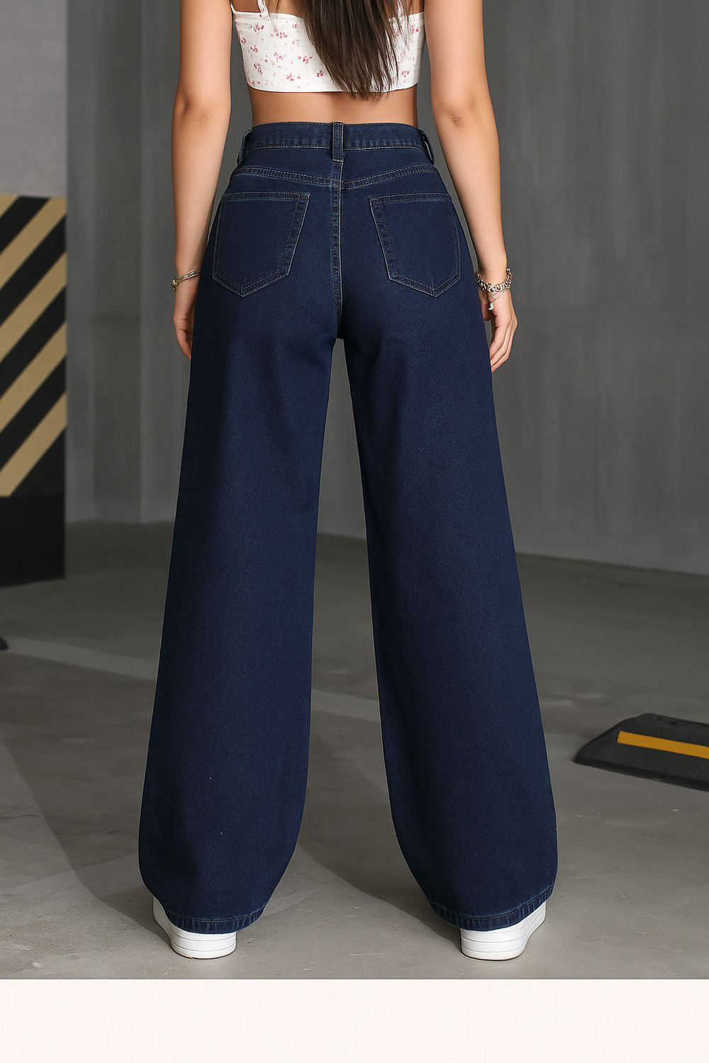 Image of KASHIAN Loose Fit Women Dark Blue Jeans