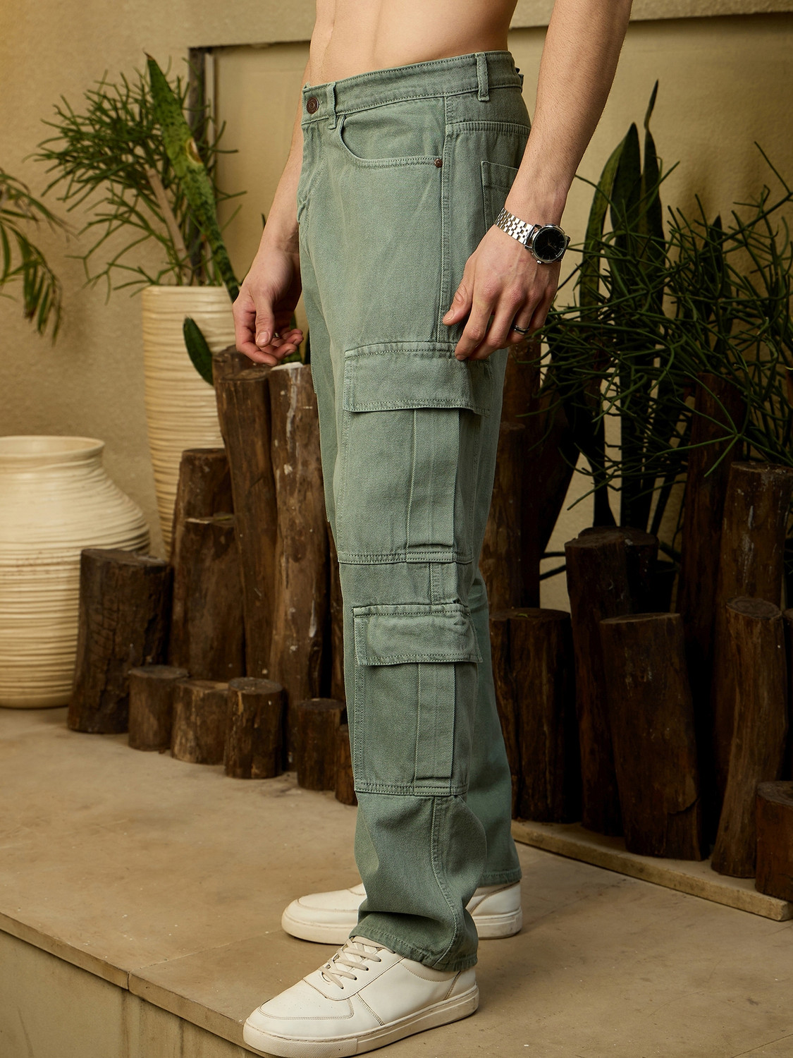 Image of DENNISON Relaxed Fit Men Light Green Jeans