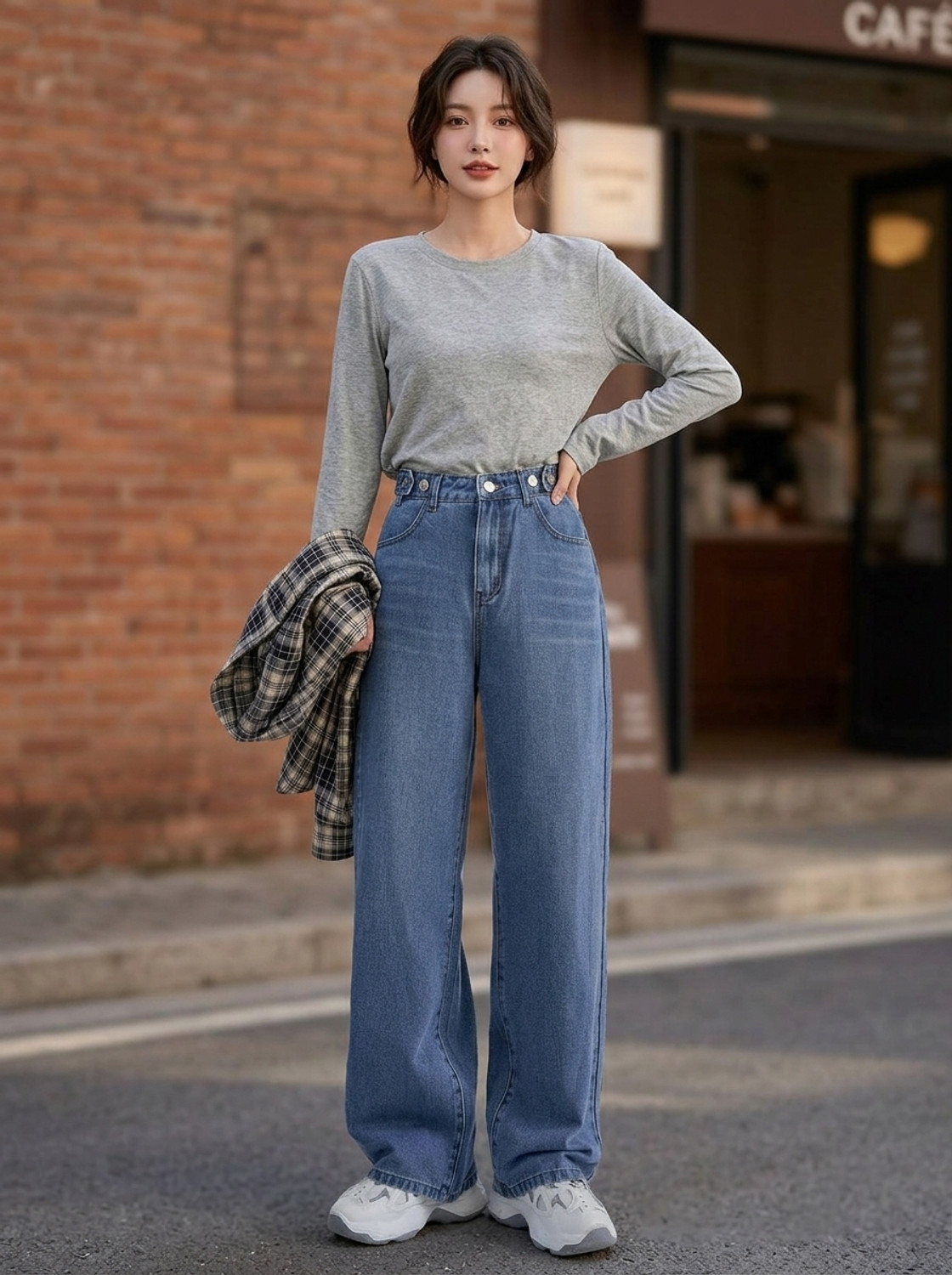 Image of KOTTY Women Boyfriend High Rise Blue Jeans