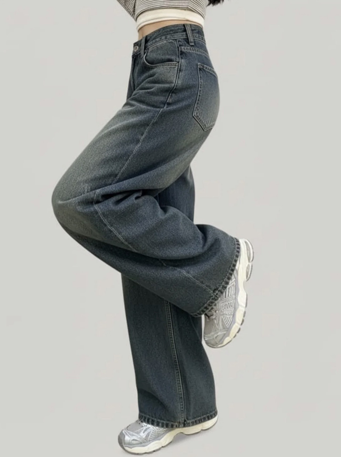 Image of H&H Baggy Fit Women Grey Jeans