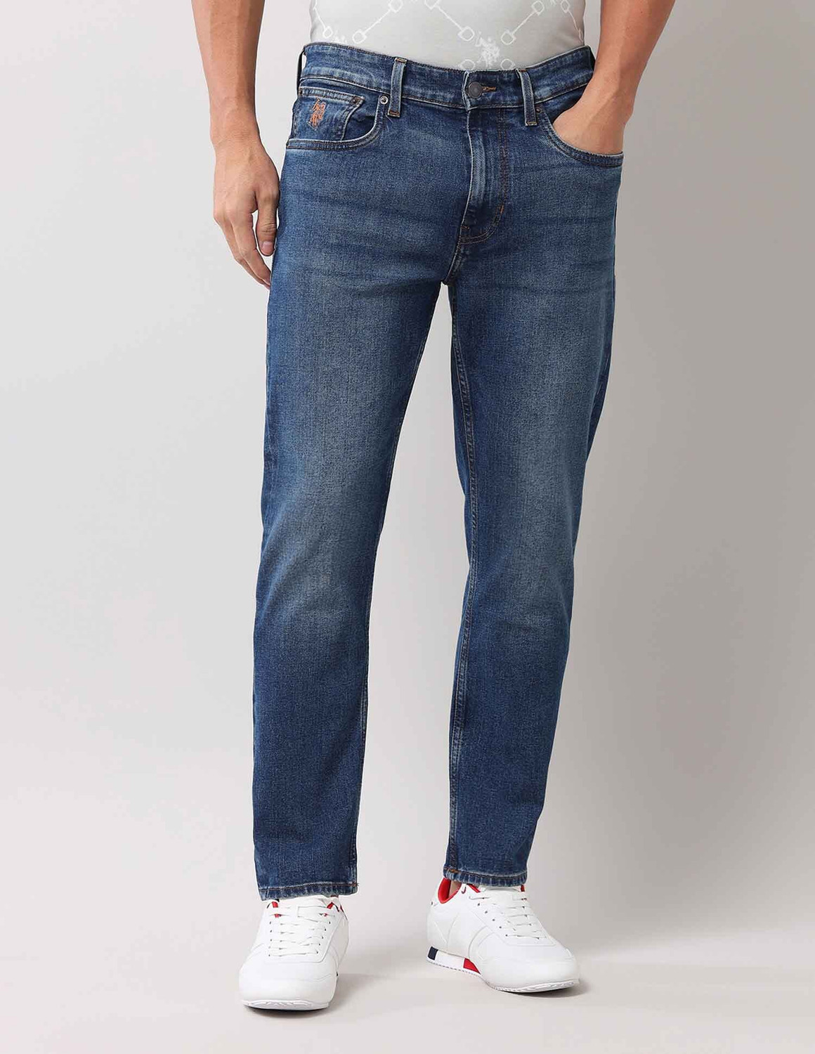Image of U.S. POLO ASSN. Tapered Fit Men Blue Jeans