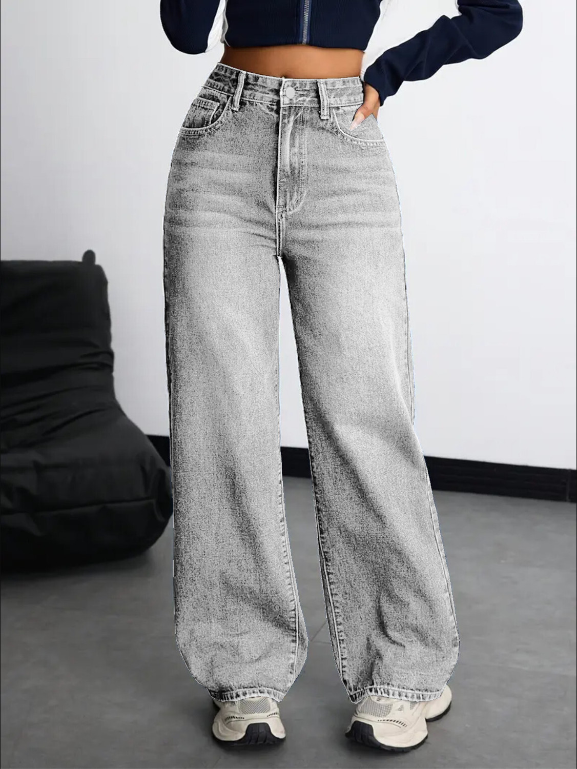 Image of Nifty Relaxed Fit Women Grey Jeans