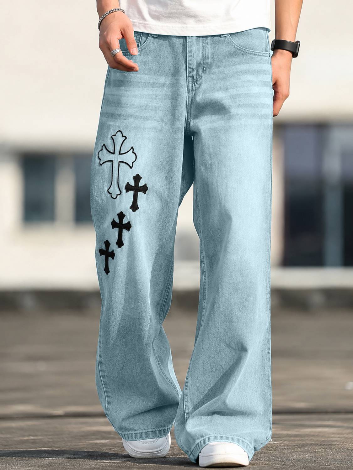 Plus91 Baggy Fit Men Blue Jeans - Image 1
