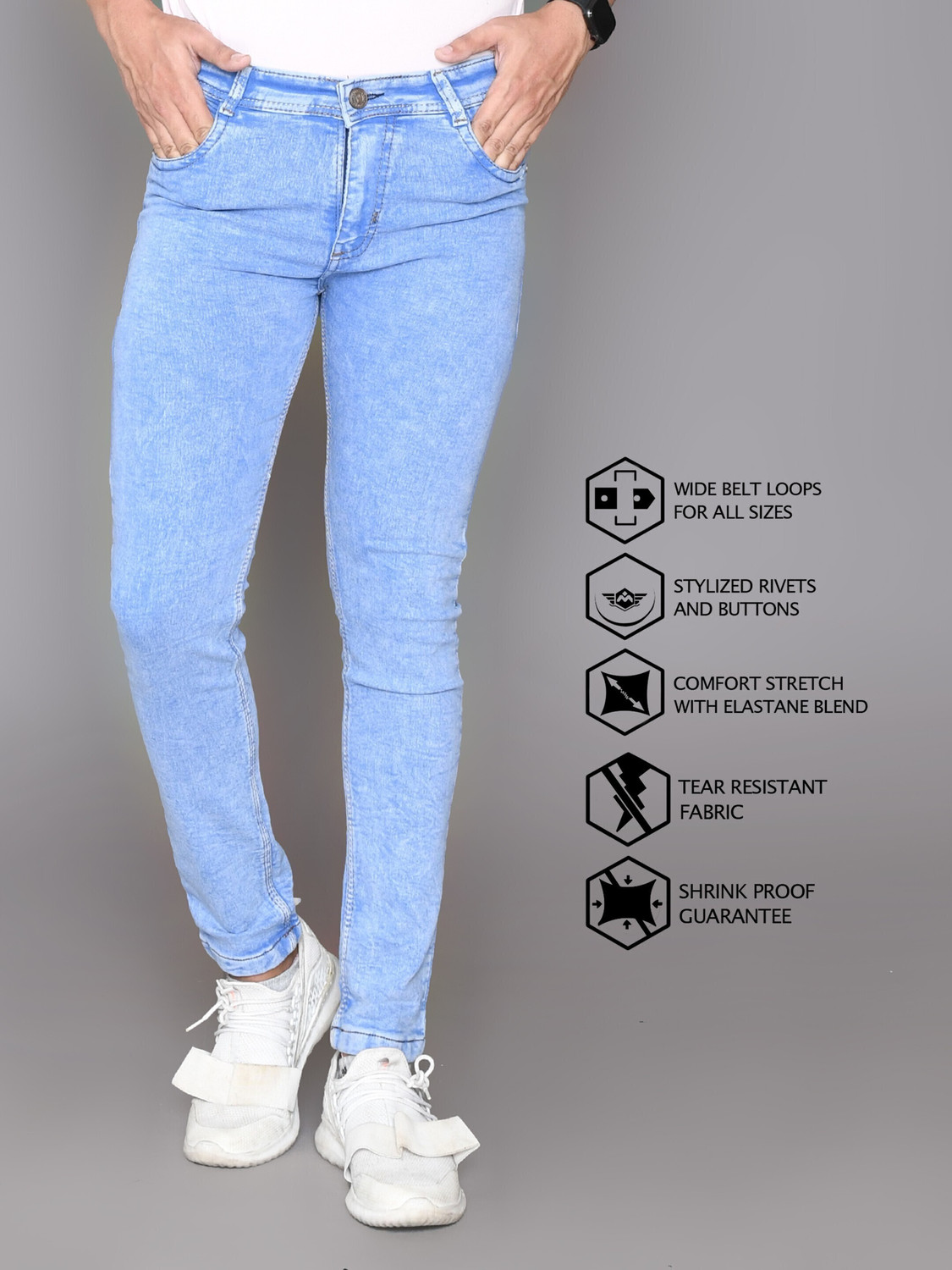 Image of Lzard Slim Men Light Blue Jeans